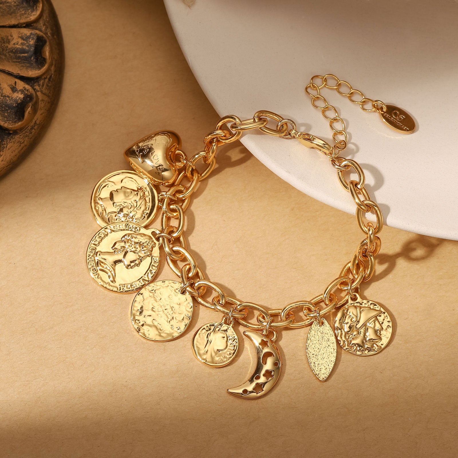 Victorian Moon Love Gold Bracelet
