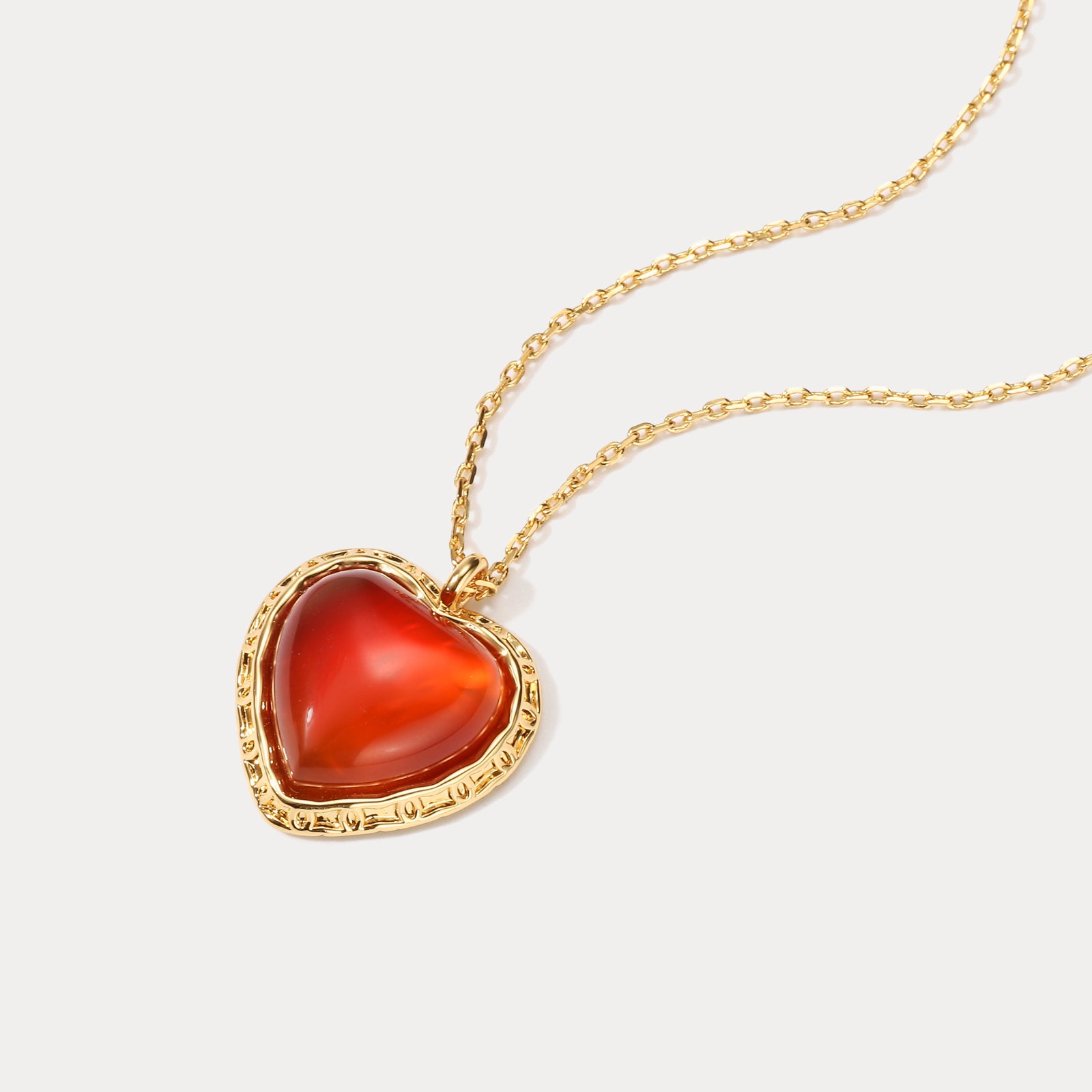 Ruby Heart Thin Necklace