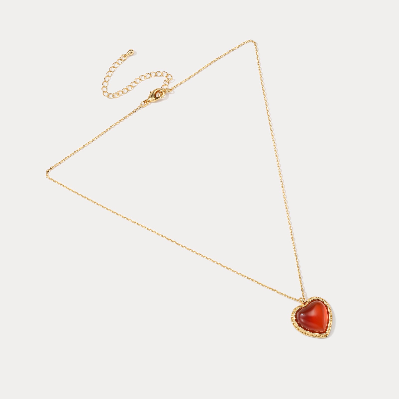 Ruby Heart 18k Gold Brass Necklace