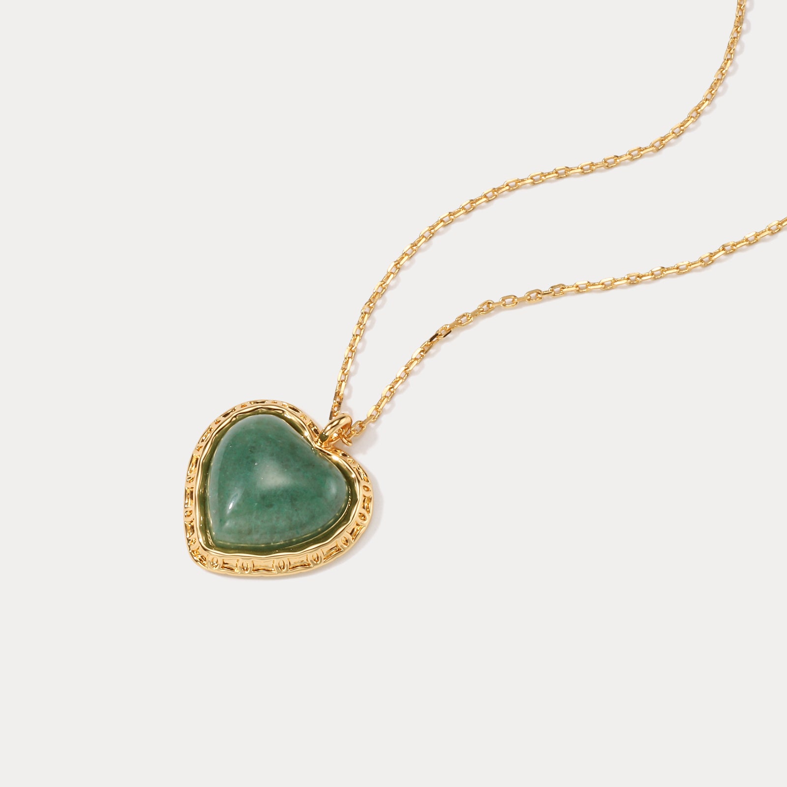 Emerald Heart Brass Necklace