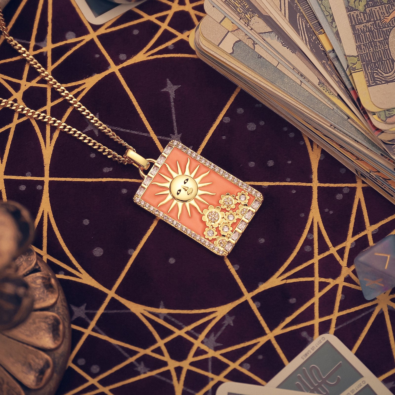 The Sun Tarot Card Enamel Necklace