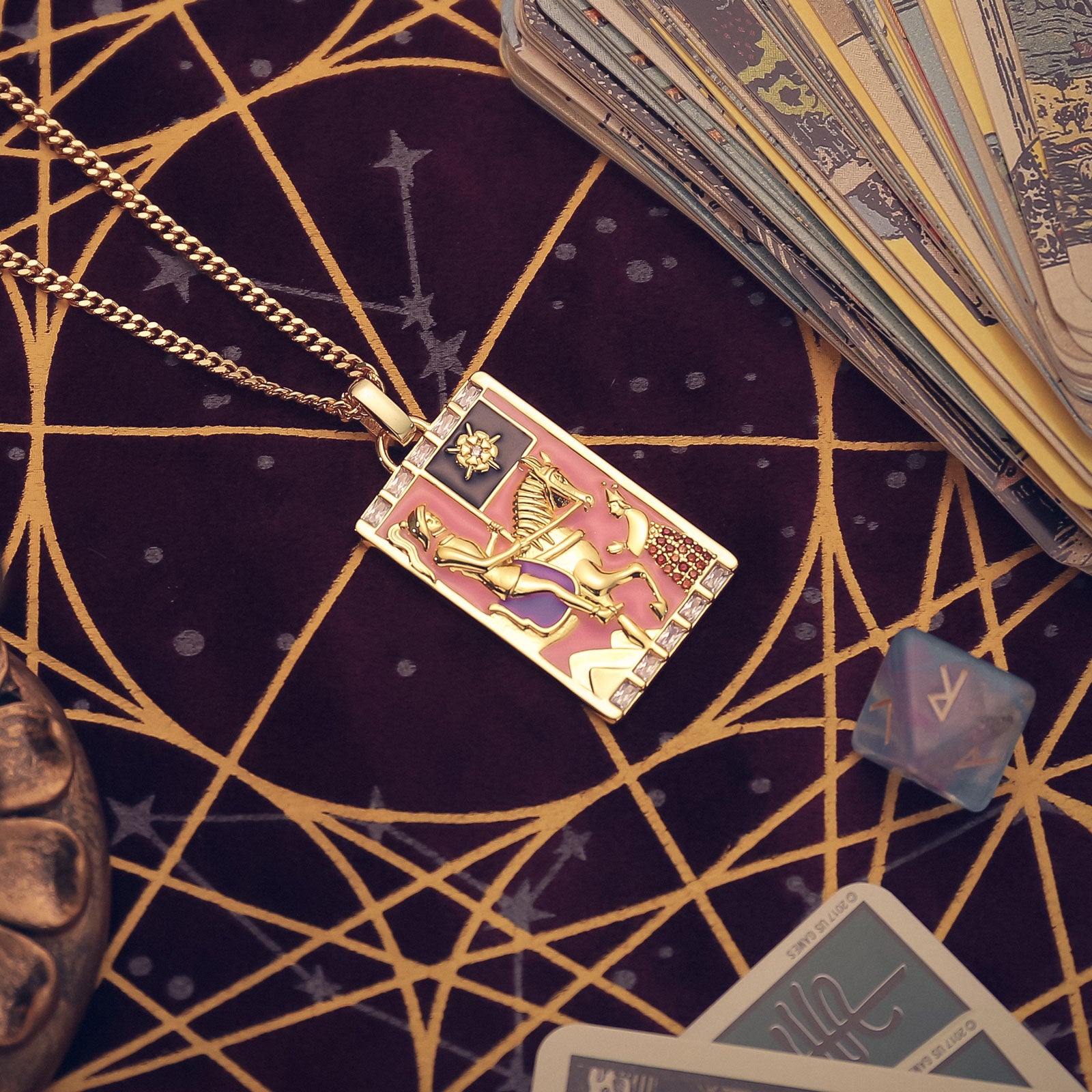 Death Tarot Card Gold Chain Necklace