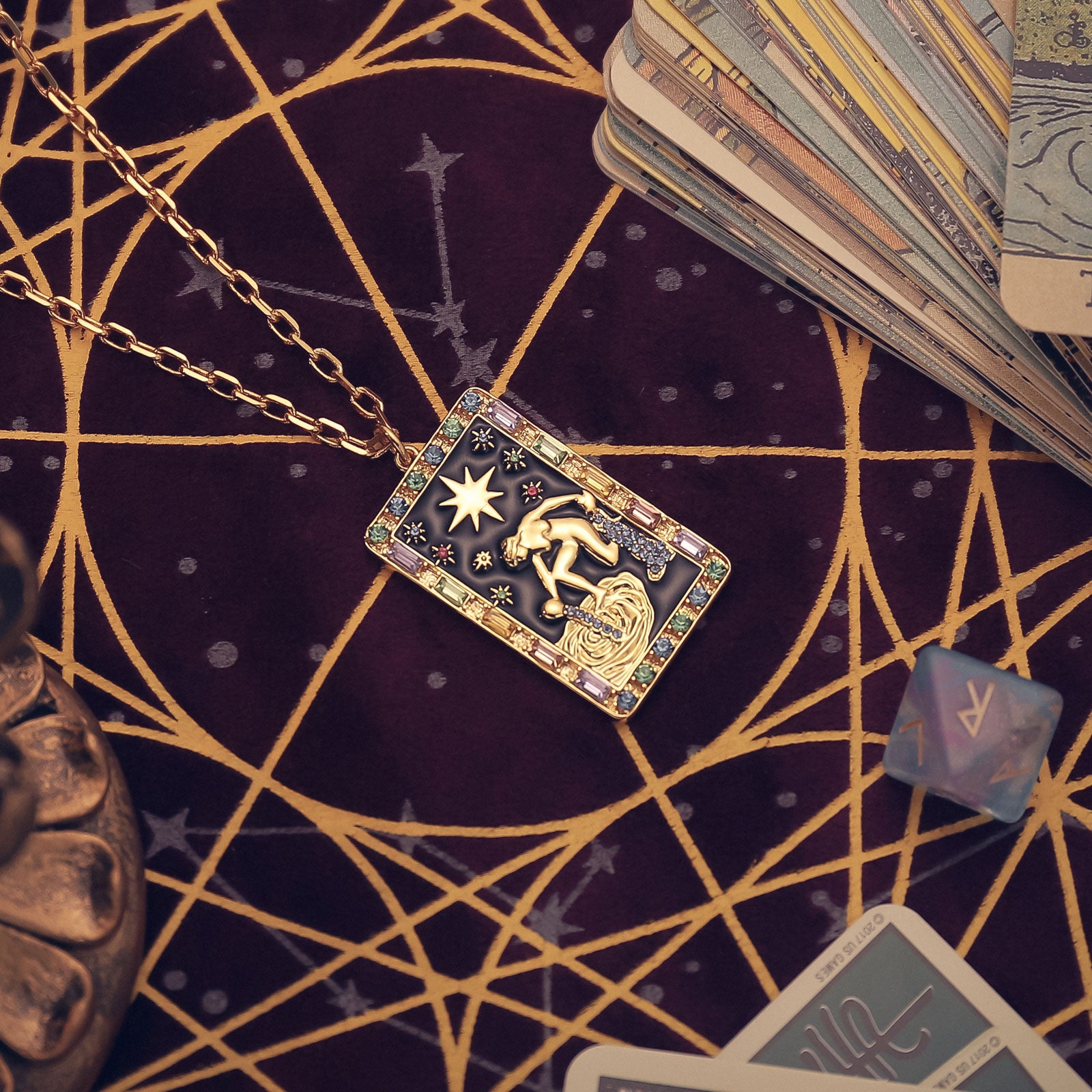 The Star Tarot Card Gold Necklace