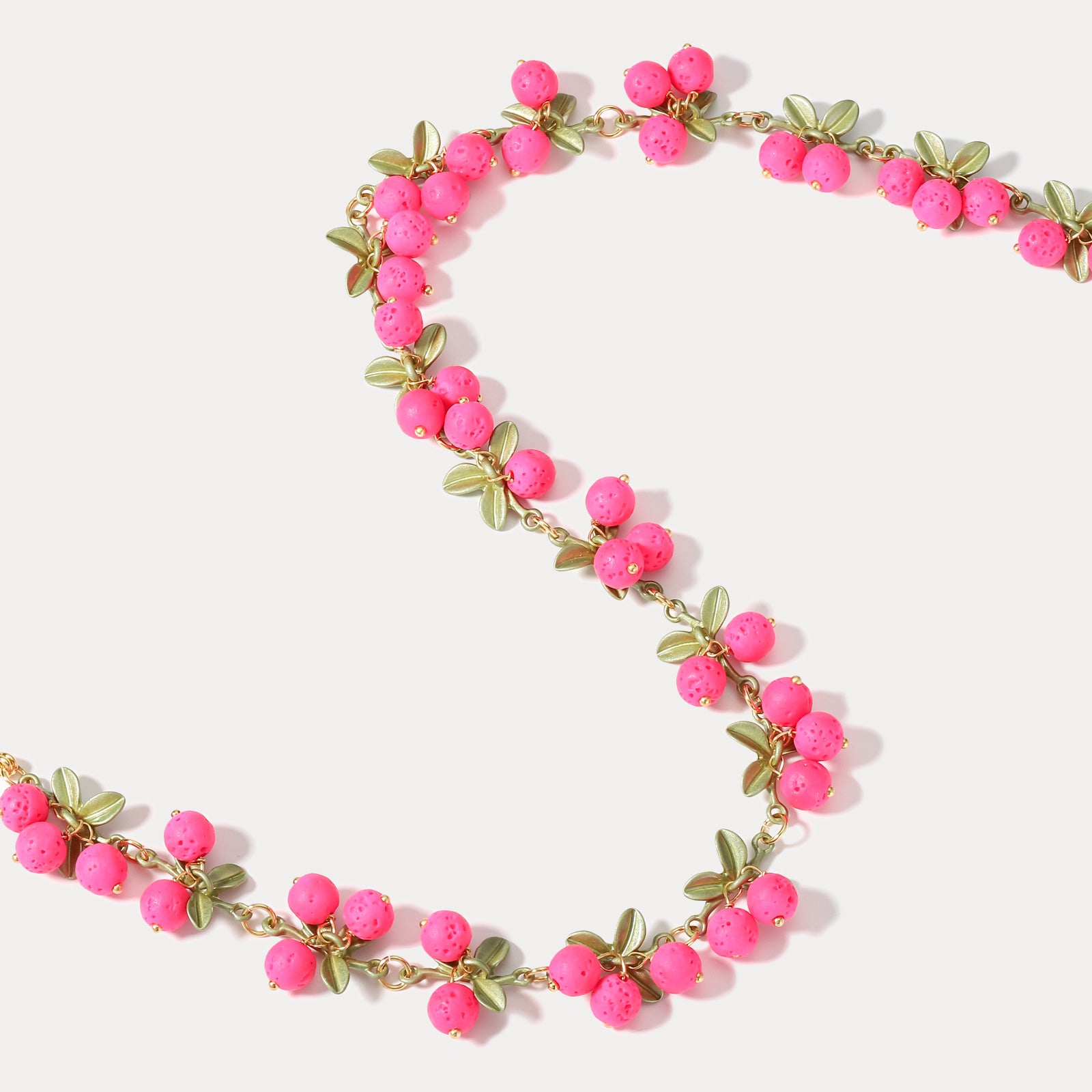 Pink Berry Brass Necklace