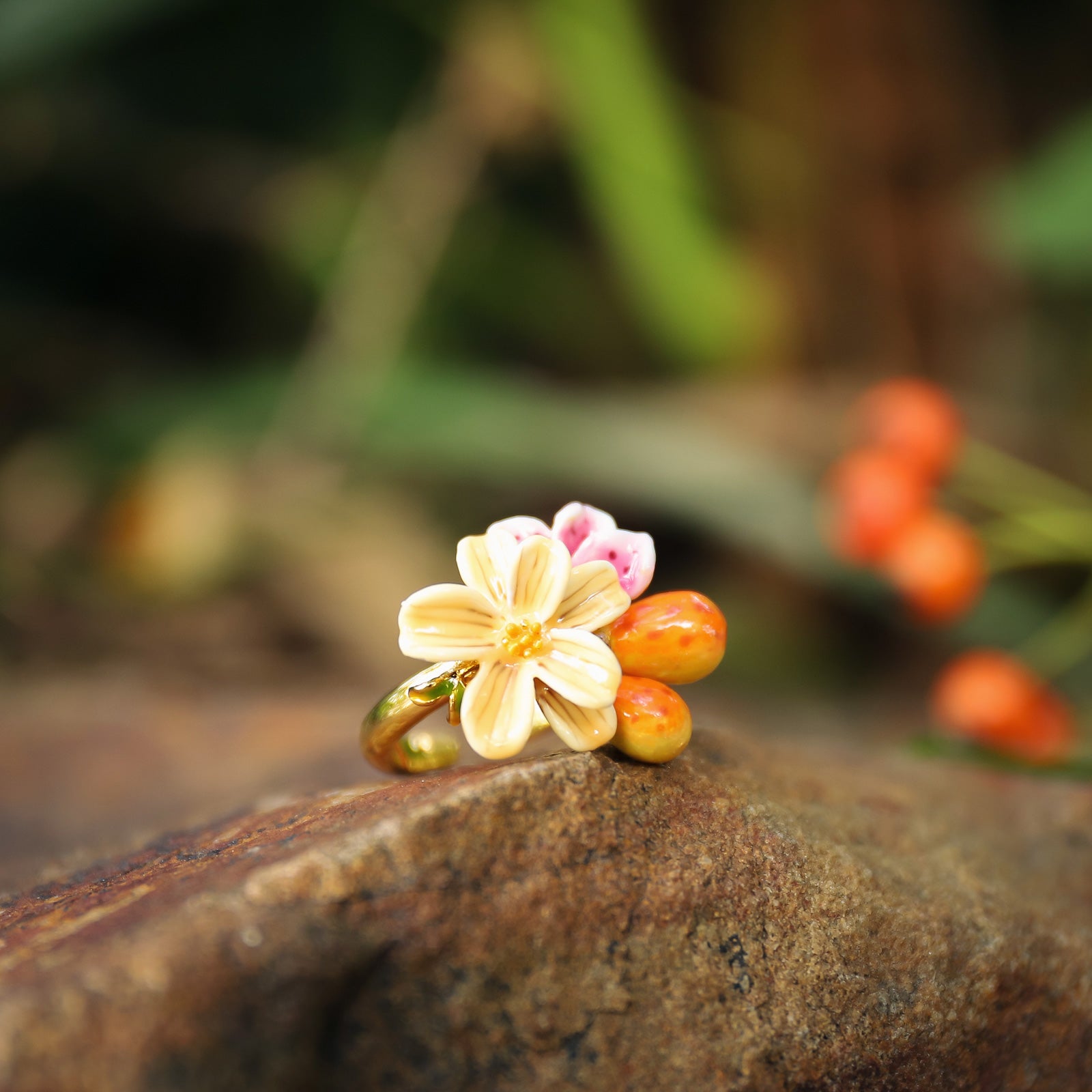 Sweet Pear Flower Adjustable Ring