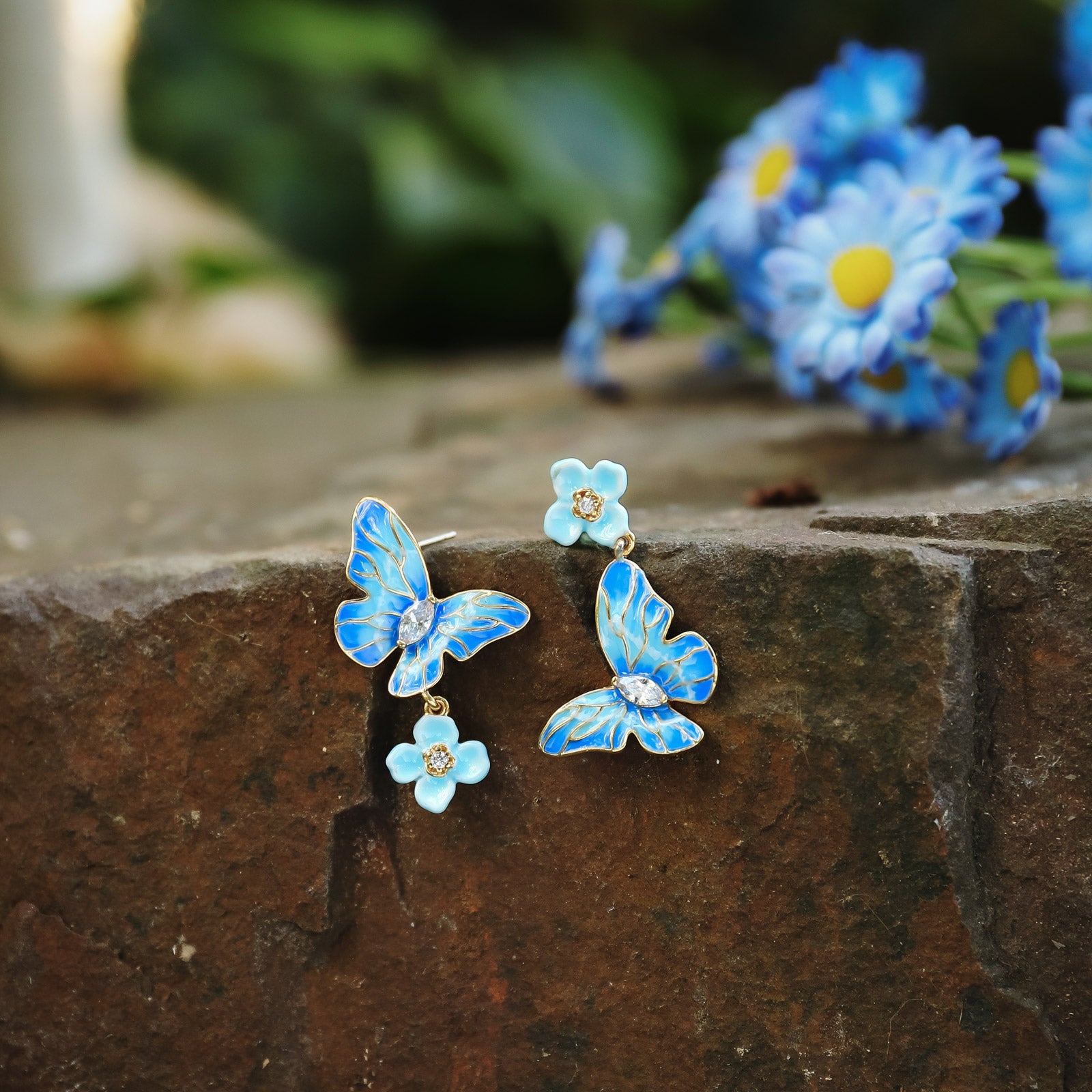 Blue Morpho Butterfly Earrings Gift Set with Gift Wrapping