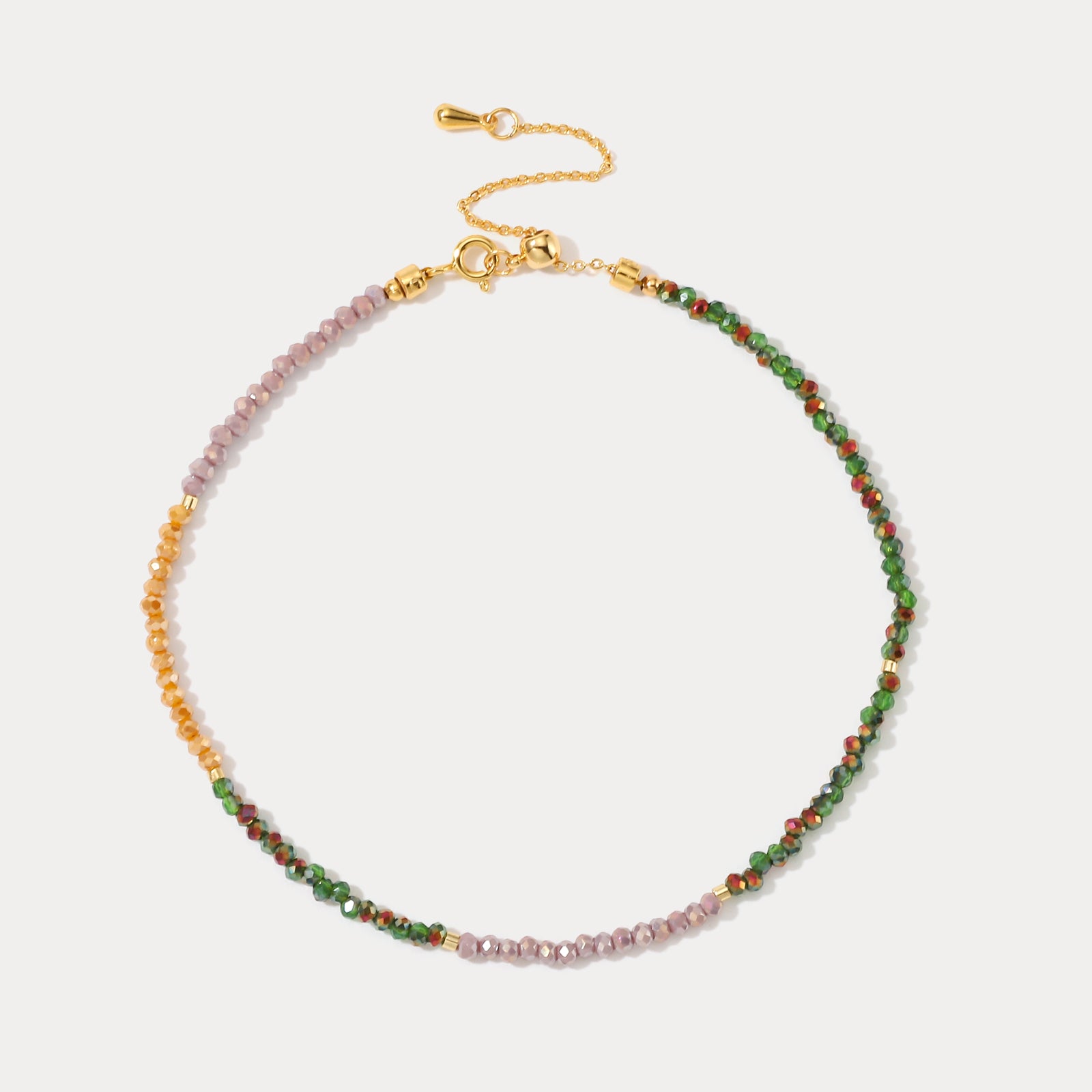 Selenichast Dainty Colorful Nature Stone Seed Beaded Anklet