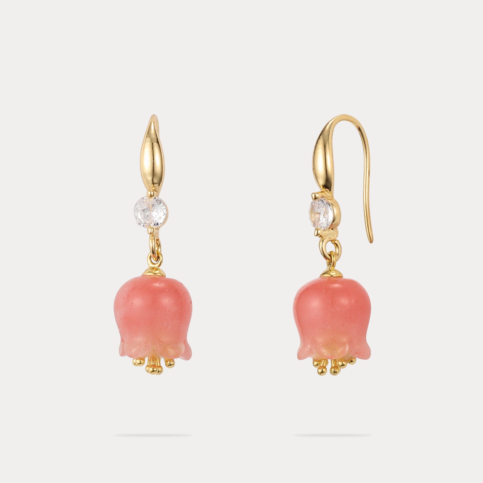 Selenichast Pink Crystal Lily Of The Valley Hook Earrings