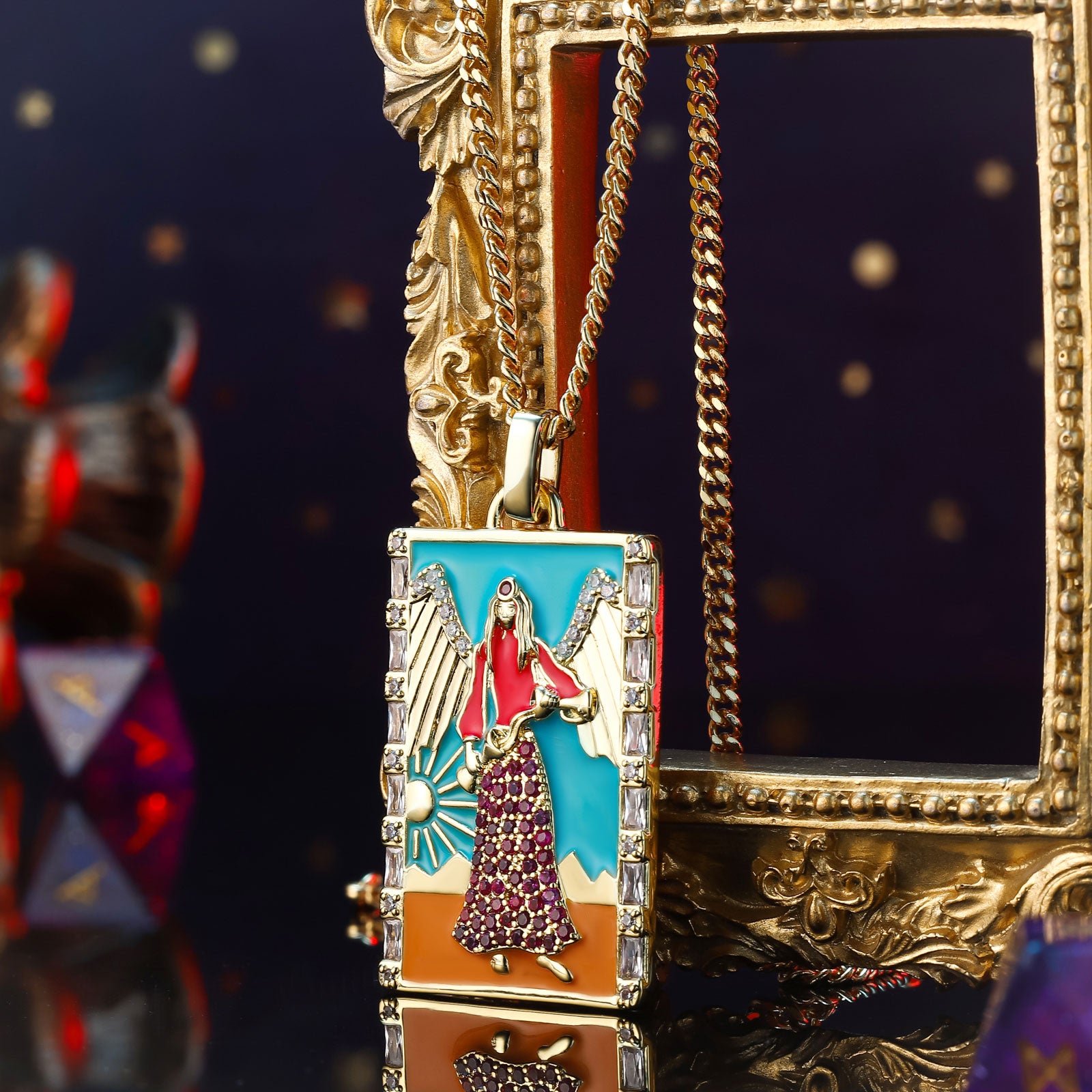 Temperance Tarot Card Diamond Necklace