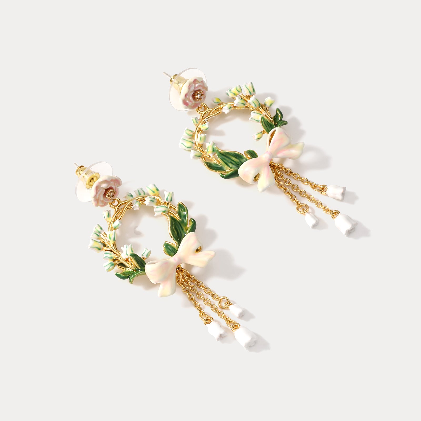 Lily Of The Valley Bow Wedding  Earrings
