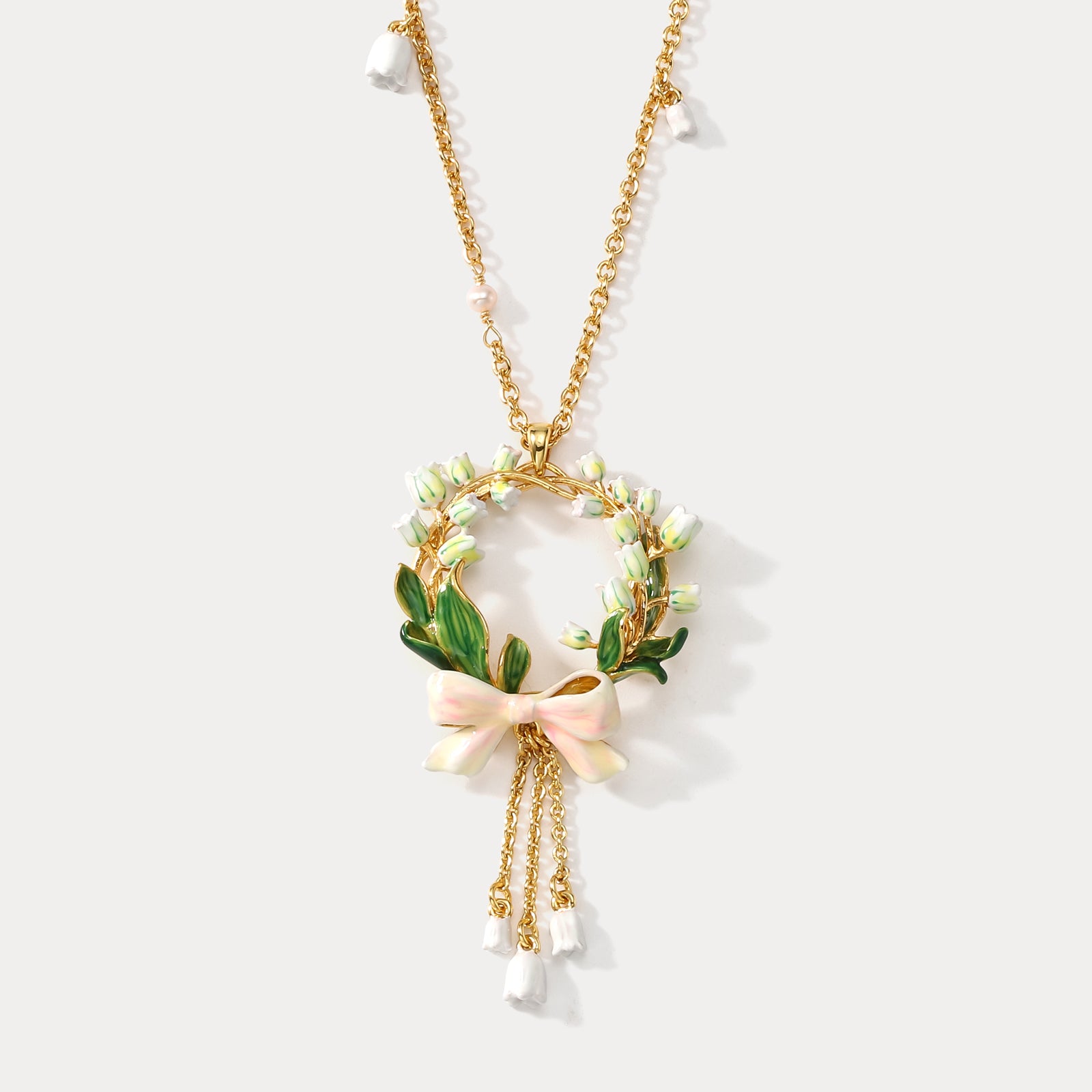 Selenichast Lily Of The Valley Bow Necklace