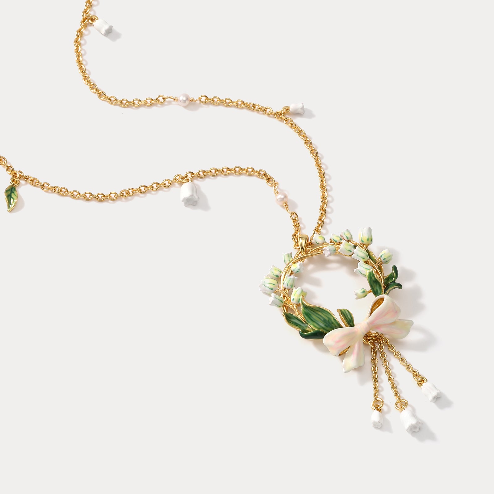 Lily Of The Valley Bow Necklace for Women