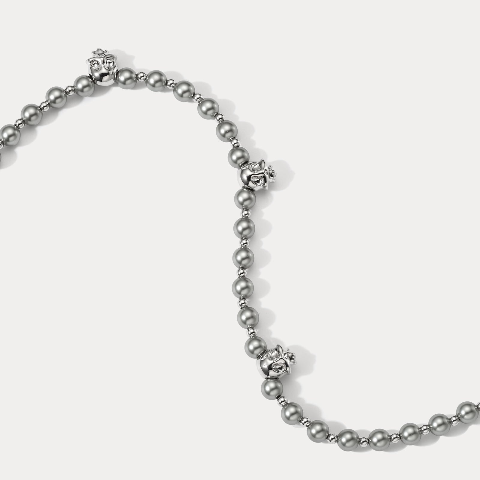 Skull Beads Platinum Necklace