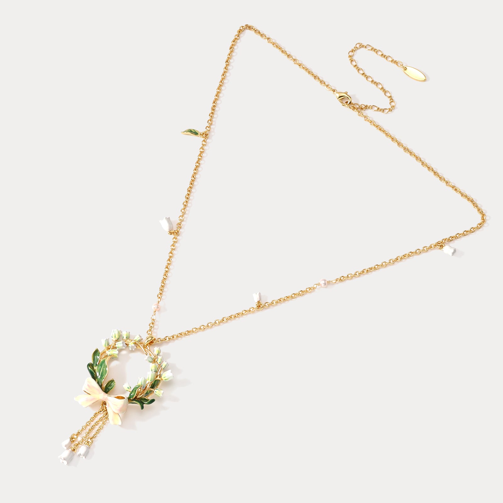 Lily Of The Valley Bow Charm Necklace
