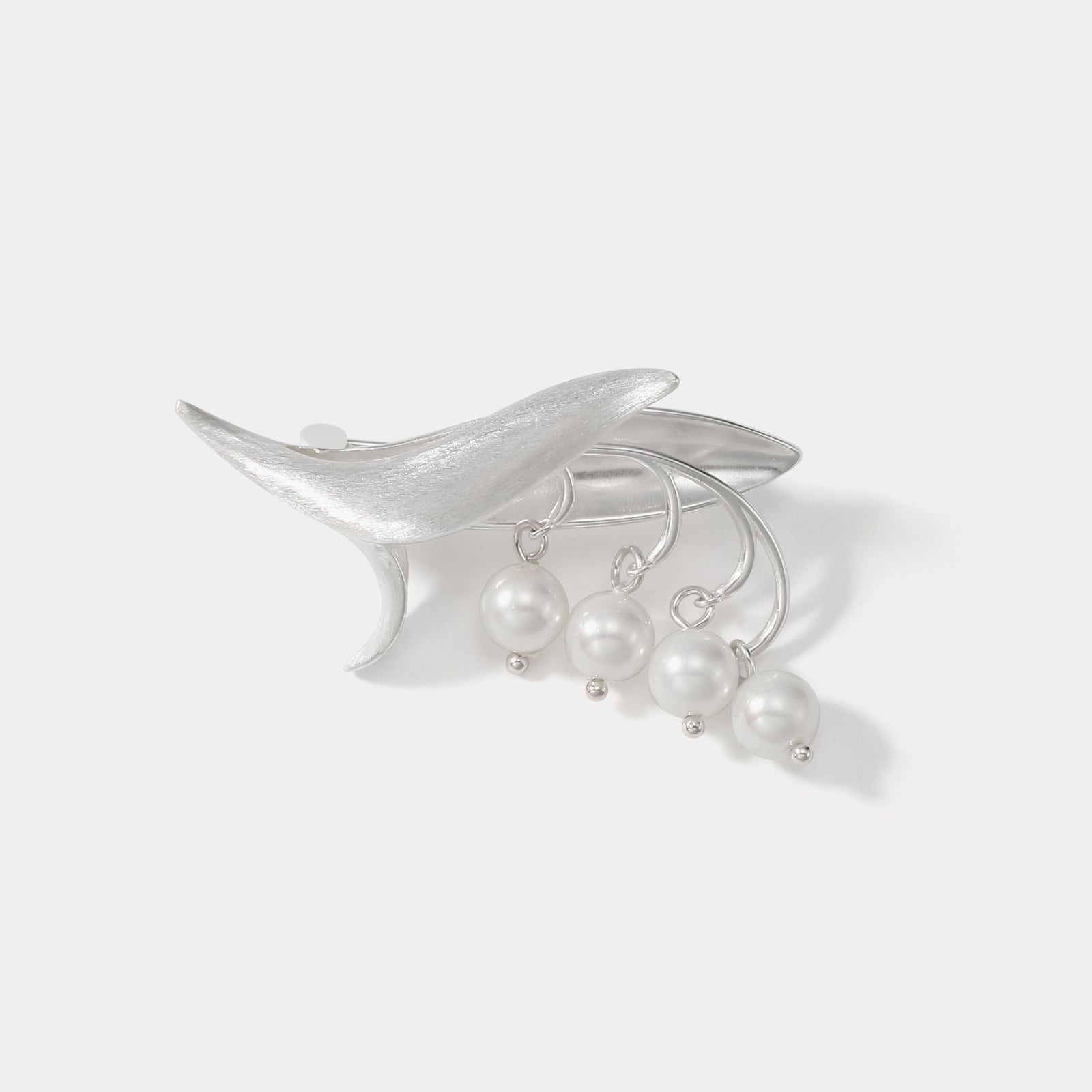 925 Sterling Silver Lily Of The Valley Pearl Brooch