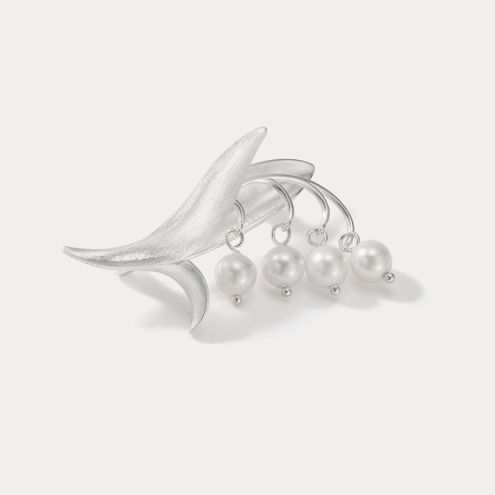 Silver Lily Of The Valley Pearl Designer Brooch