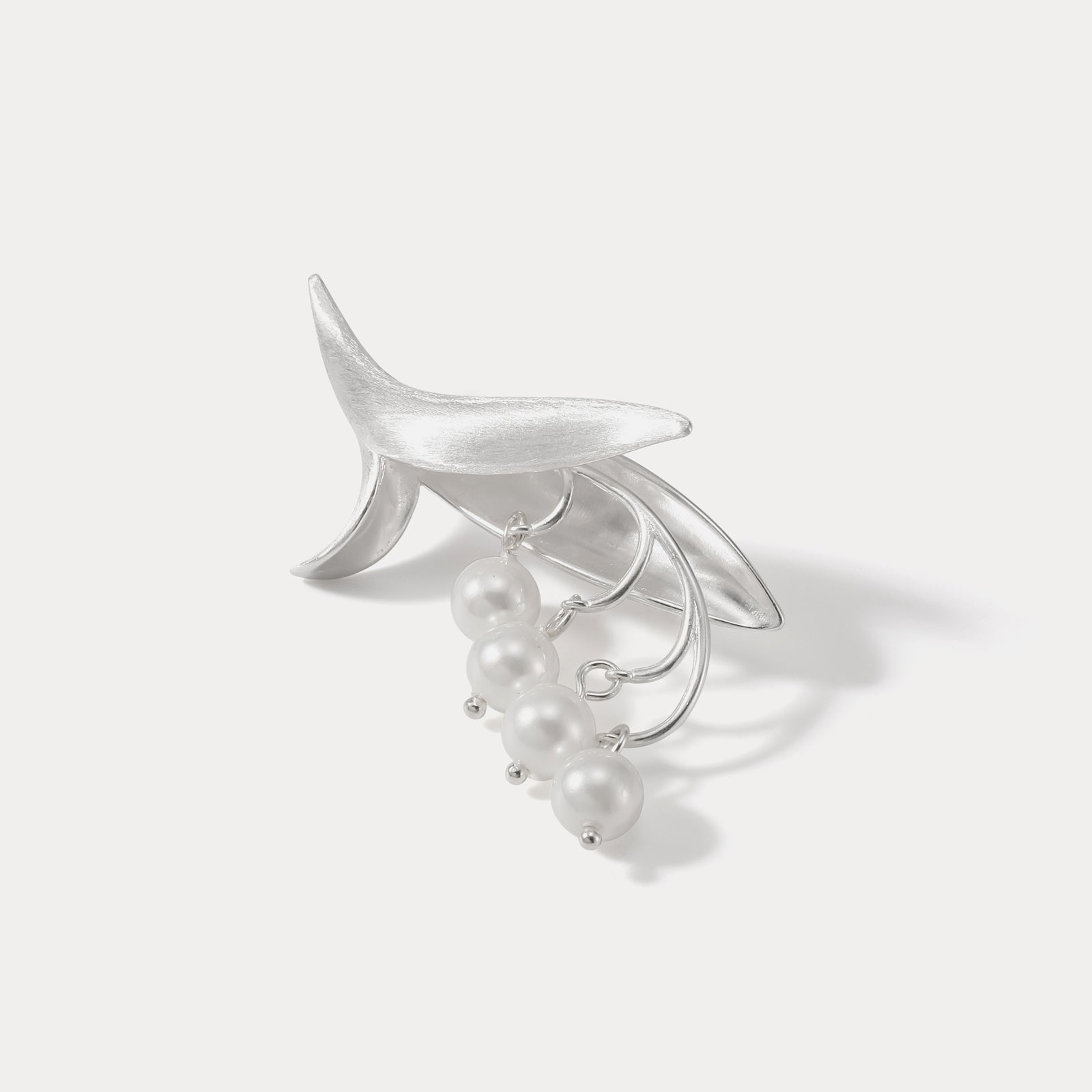 Silver Lily Of The Valley Pearl Brooch for Women