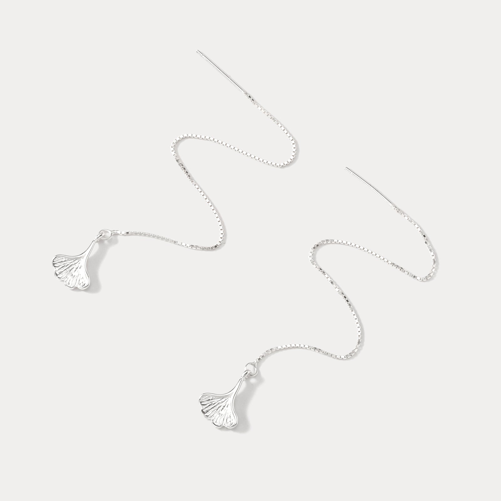 Ginkgo Leaf Drop Chain Earrings