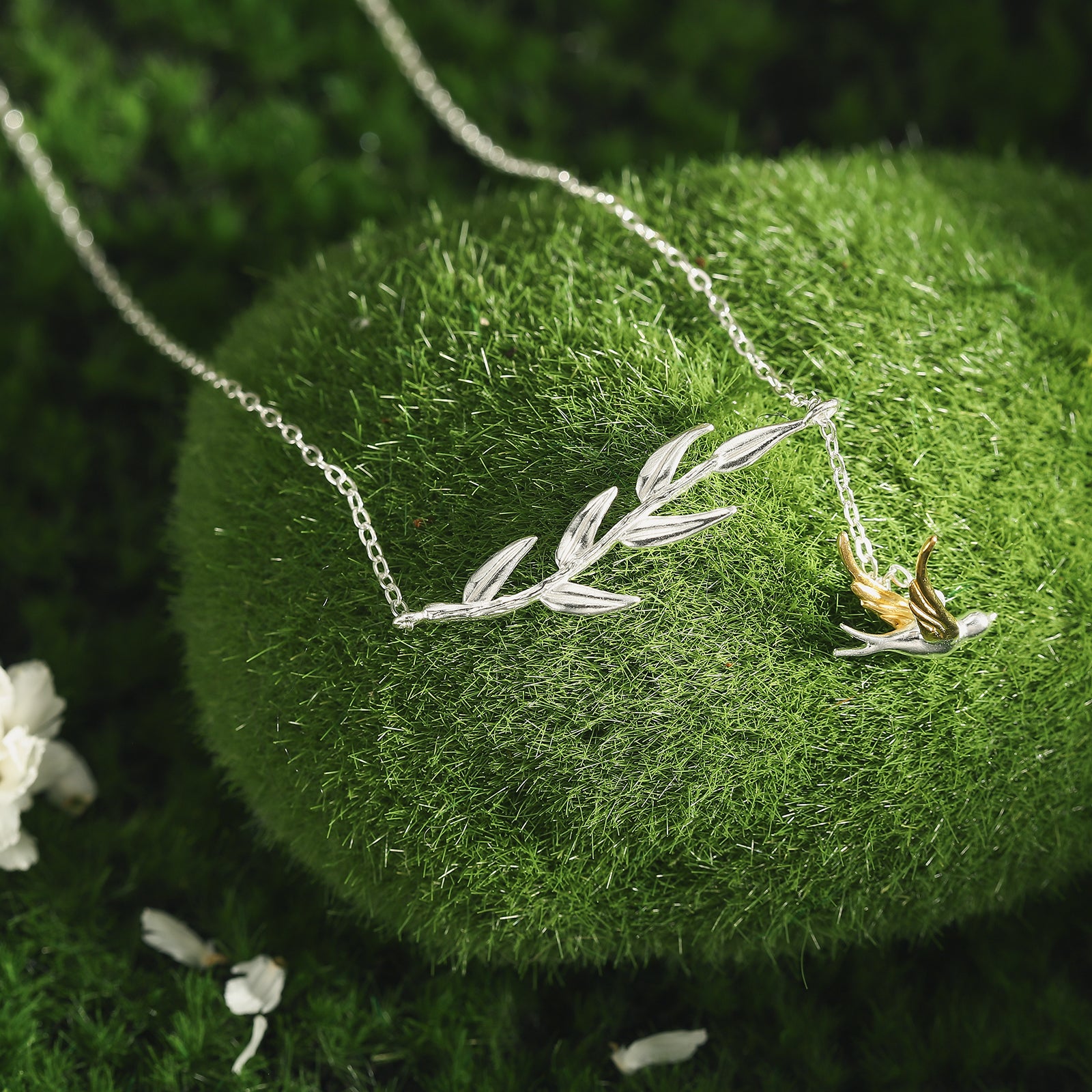 Silver Swallow & Willow Gold Y Necklace