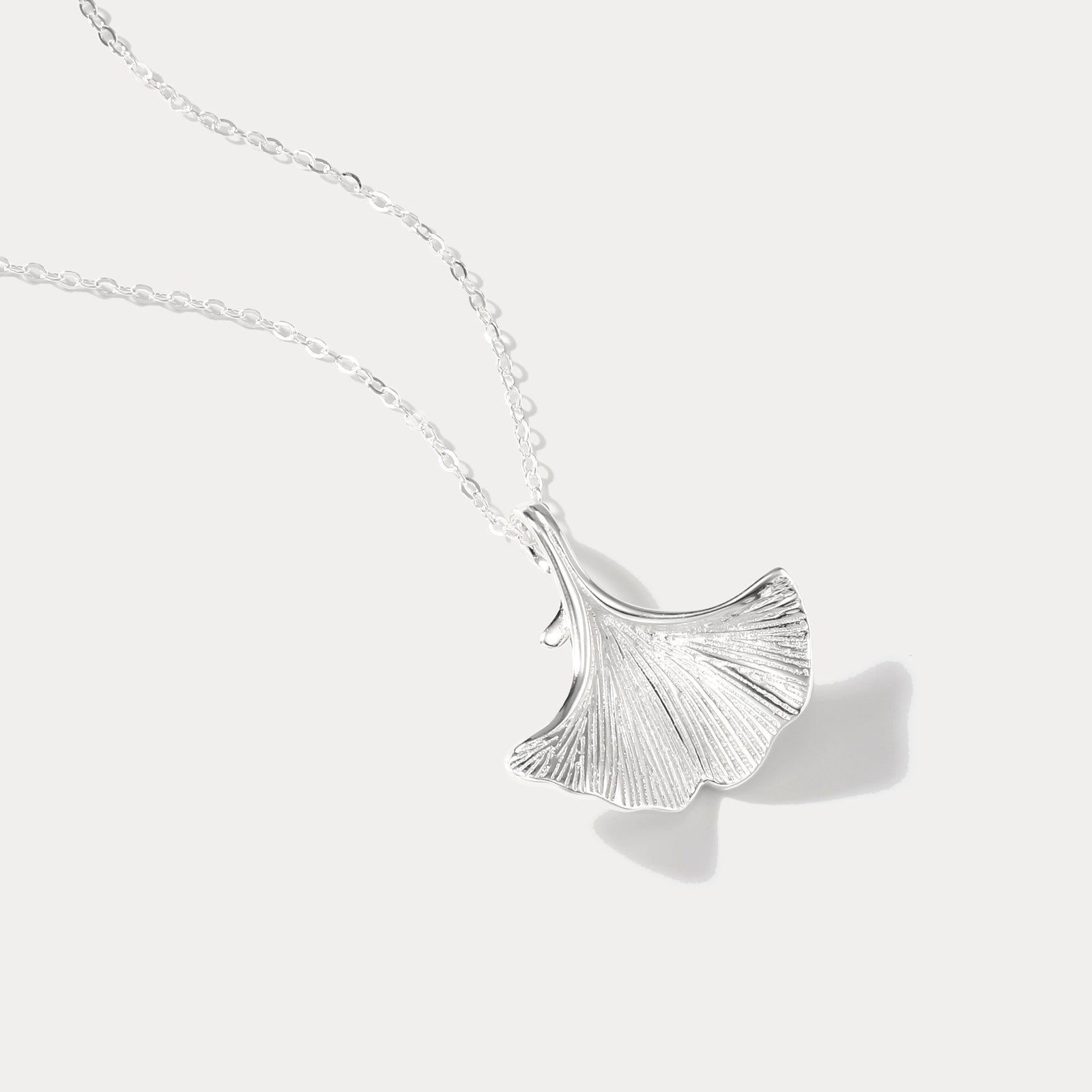 Silver Ginkgo Leaf Women Necklace