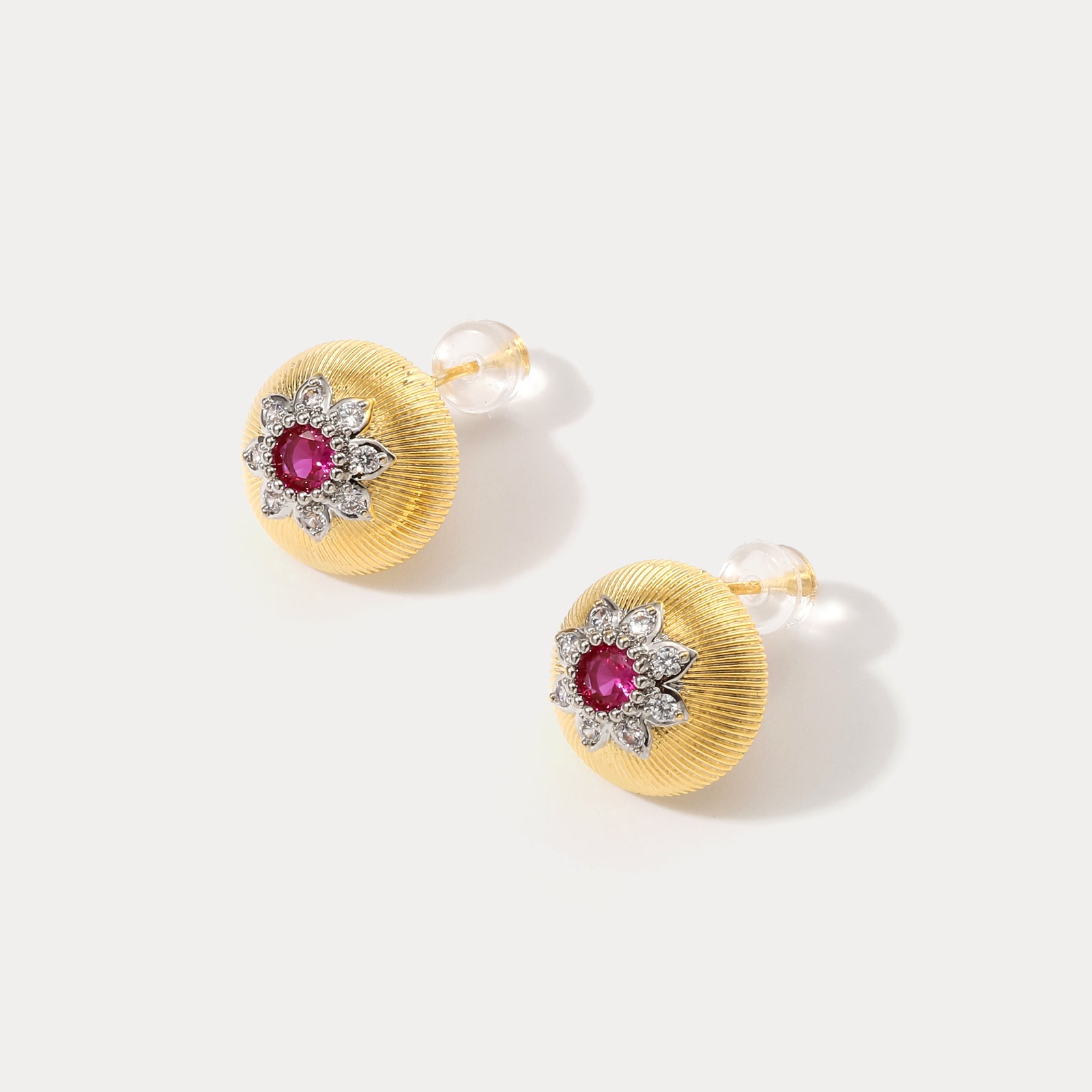 Ruby Flower Fashion Earrings