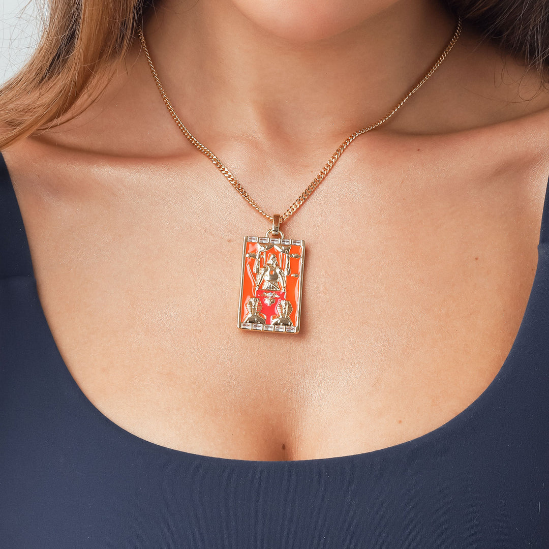 The Chariot Tarot Card Enamel Necklace