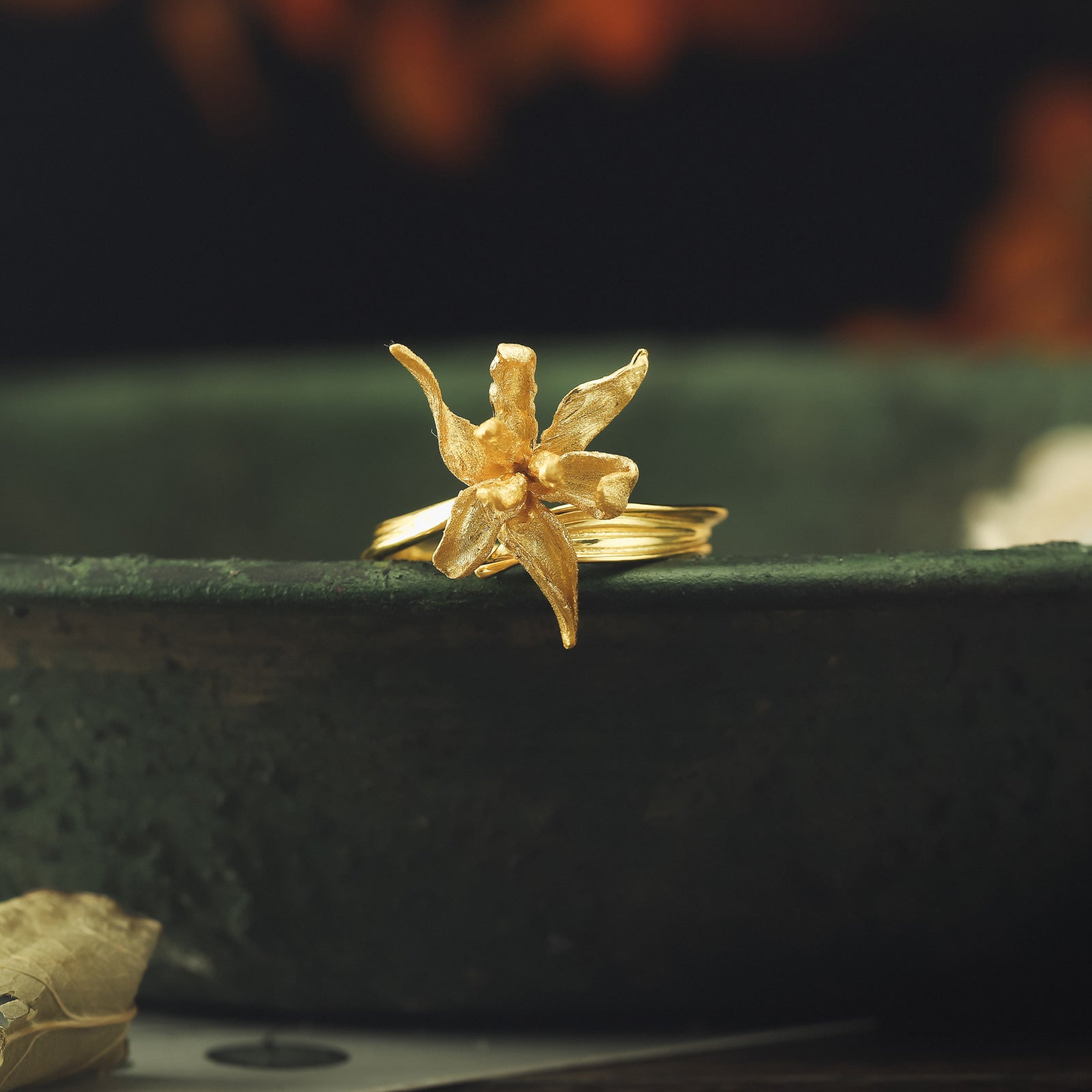 Gold Iris Flower Ring