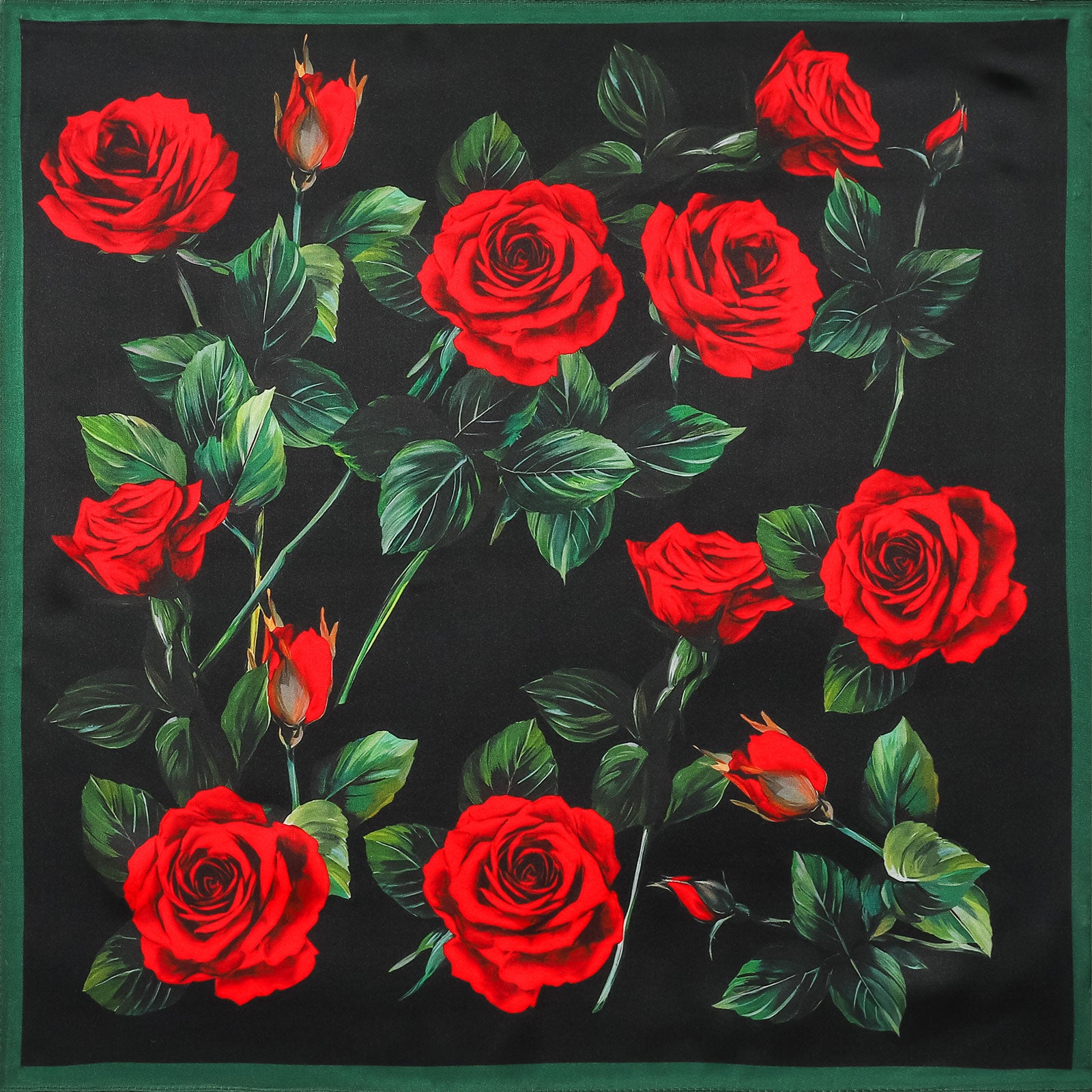 Selenichast Dark Rose Square Scarf, Rose Scarf, Black Scarf, Scarf Top ...