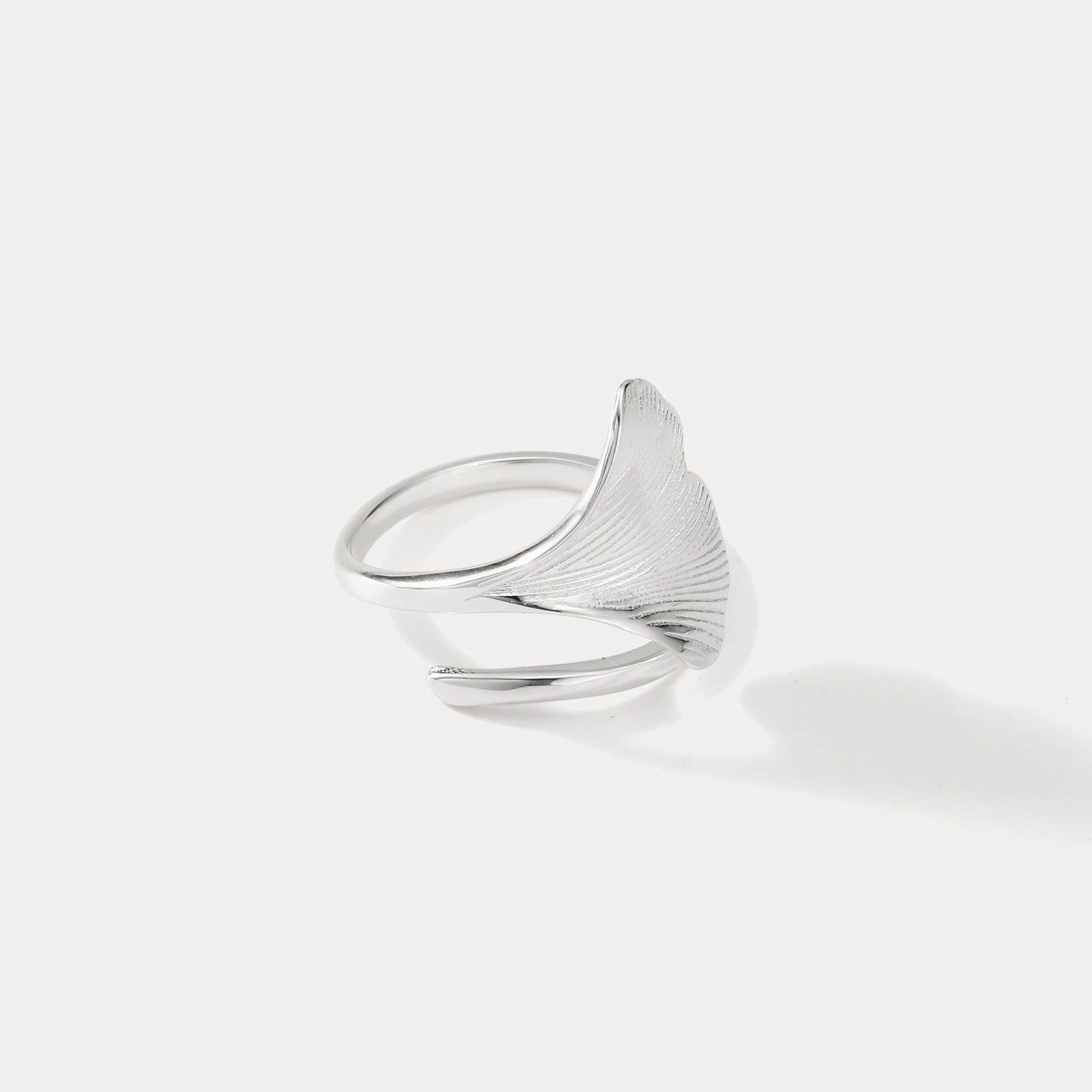 Silver Ginkgo Leaf Ring for Women