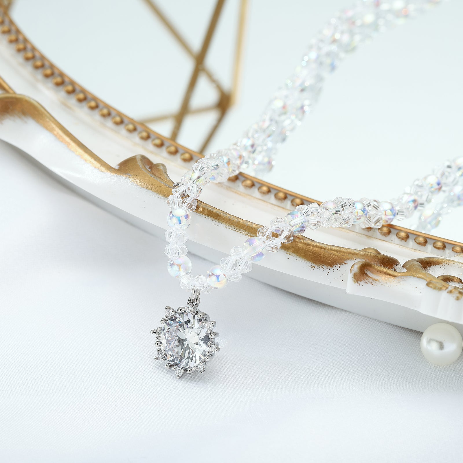 Glazed Crystal Diamond Necklace