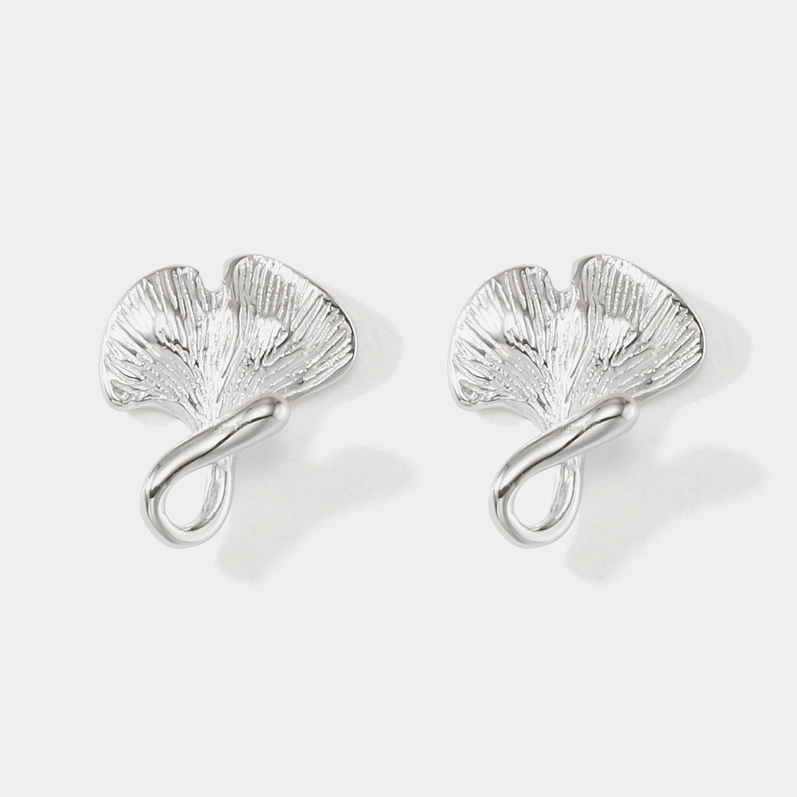 Selenichast Silver Ginkgo Leaf Earrings