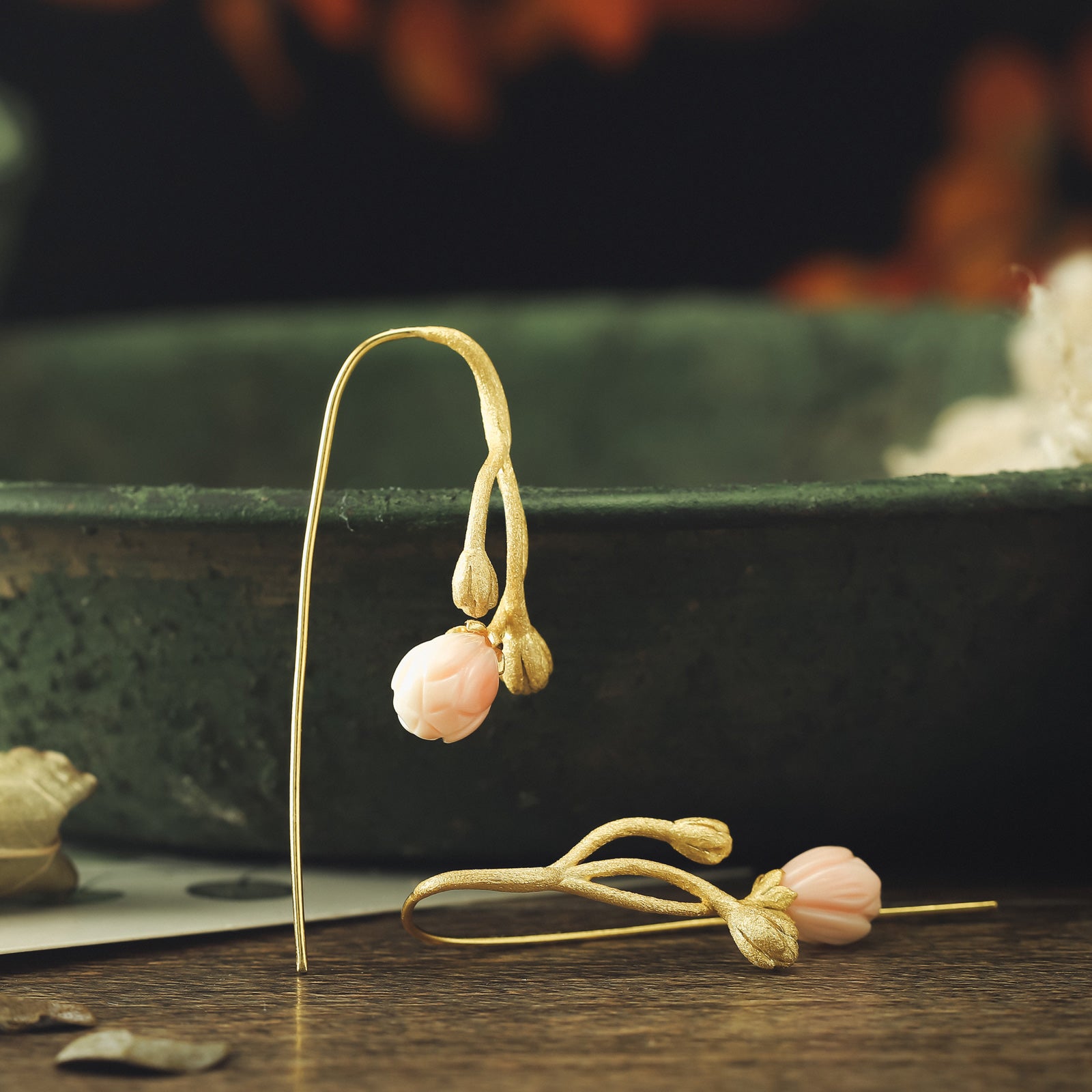 Gold Jasmine Hook Earrings
