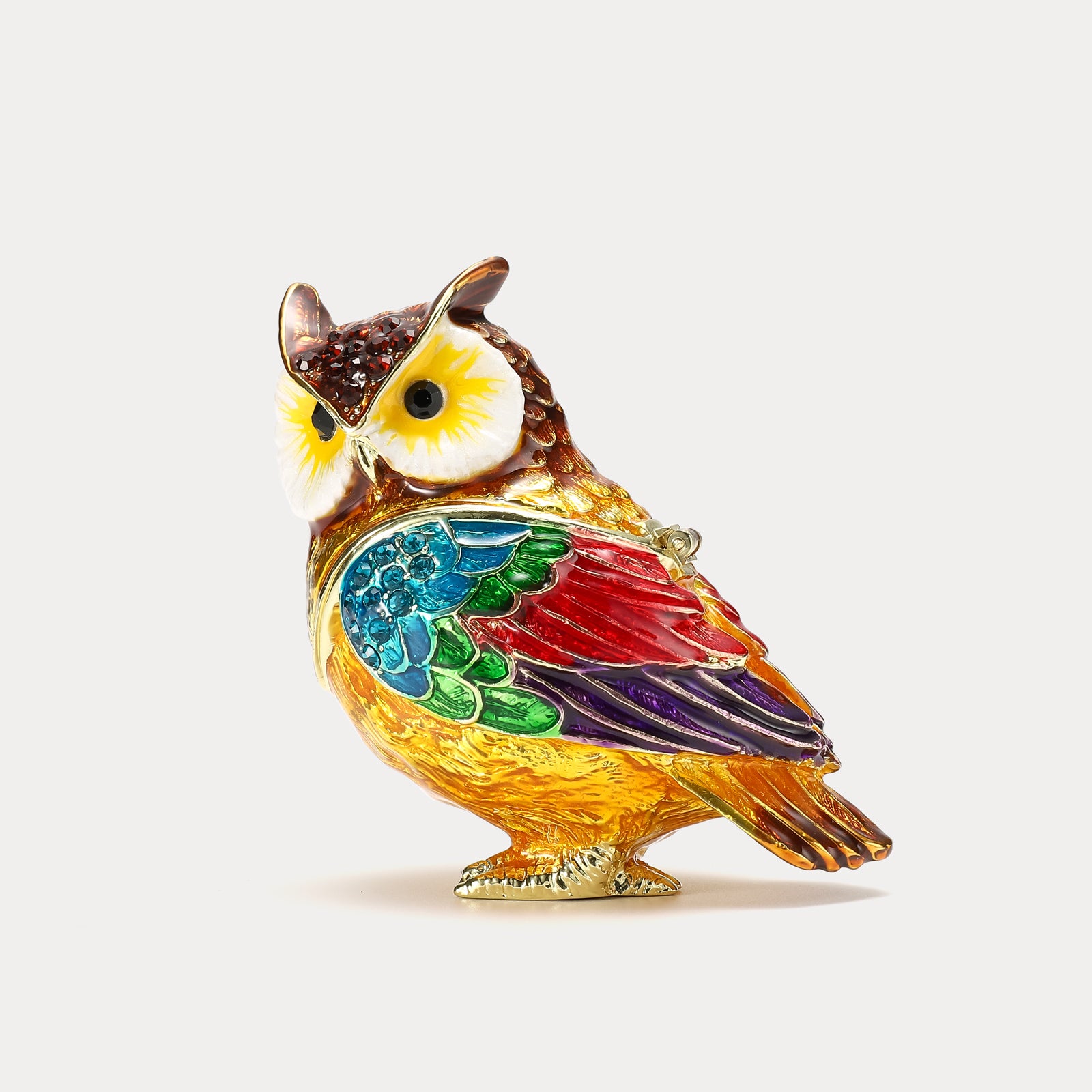 Selenichast Colorful Owl Jeweled Trinket Box