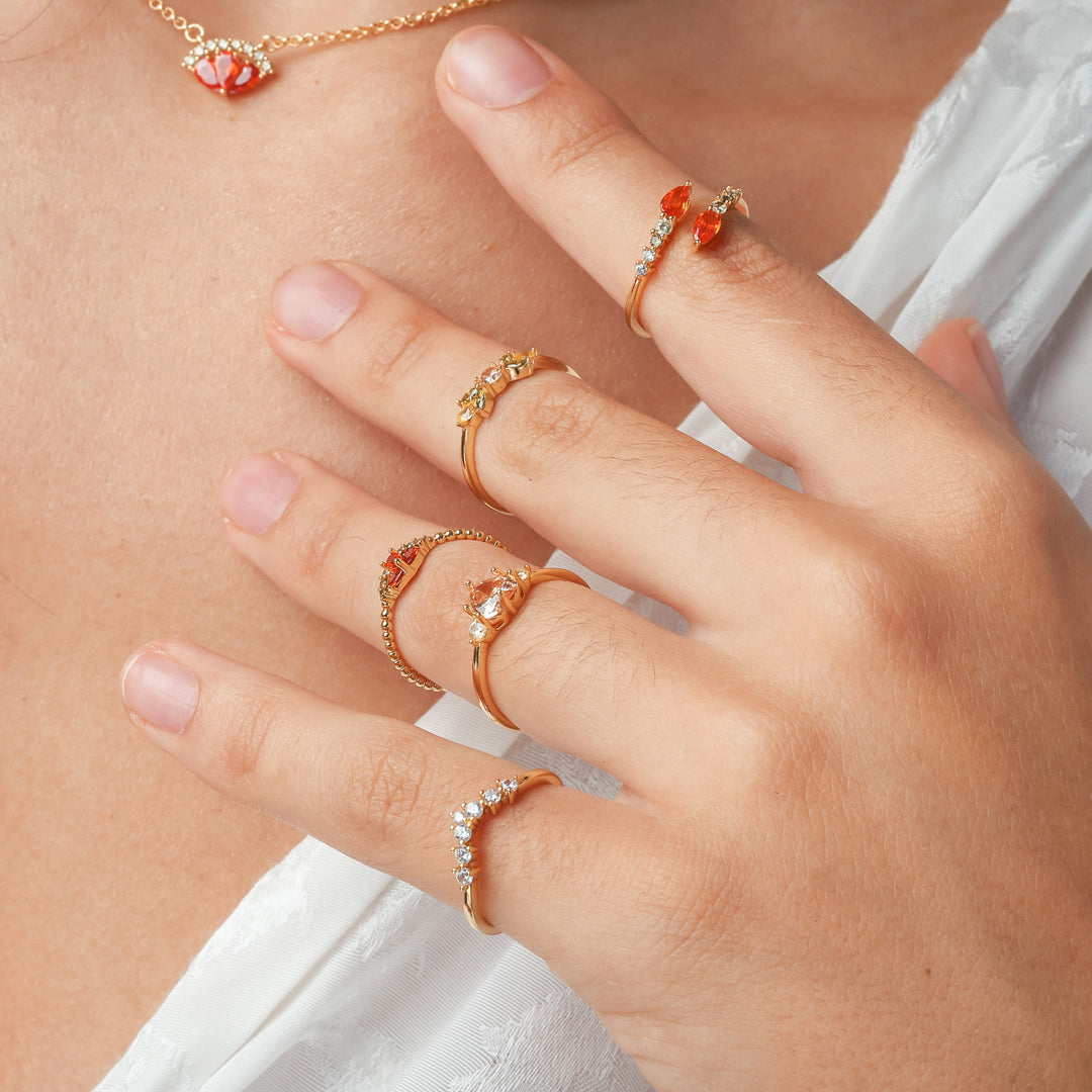 Fruit Party Watermelon Gold Rings Set