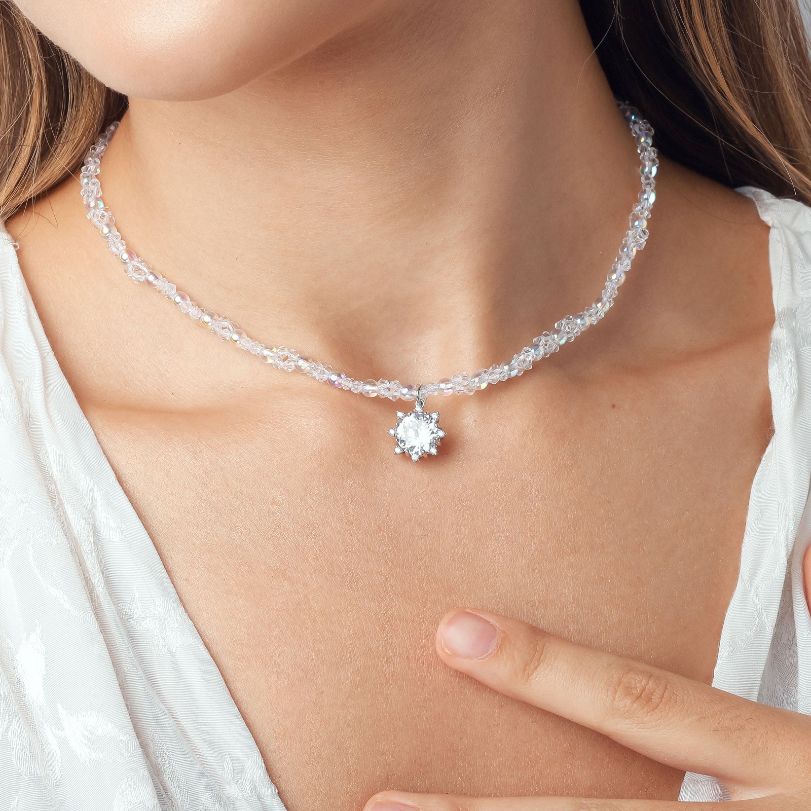 Glazed Diamond Pendant Necklace