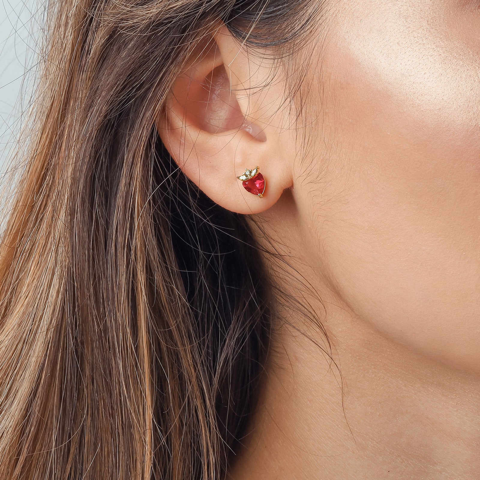Strawberry Fruit Gold Earrings Set
