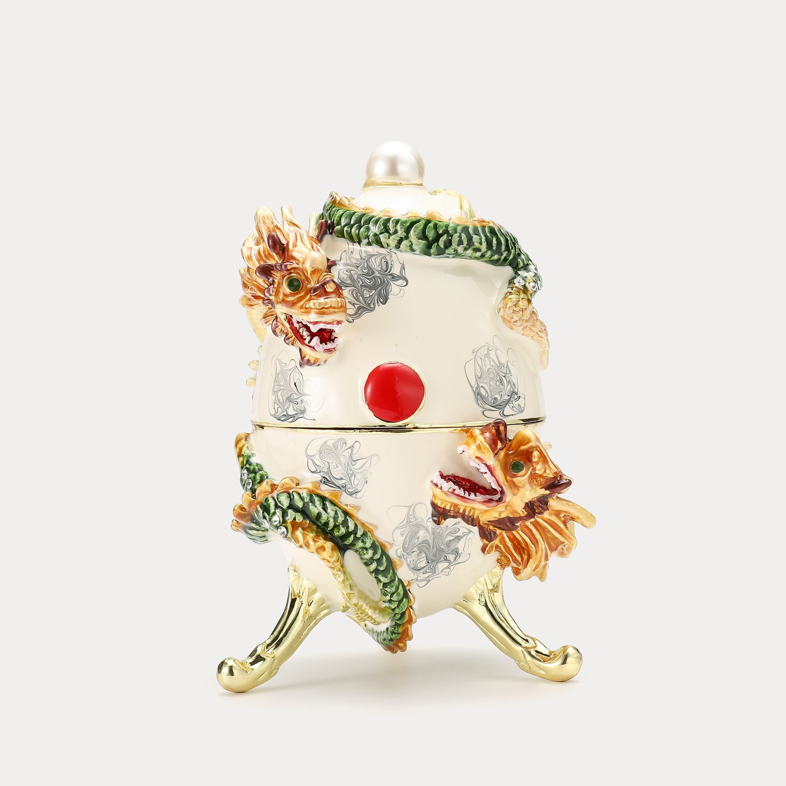 Selenichast Dragon White Egg Jeweled Trinket Box
