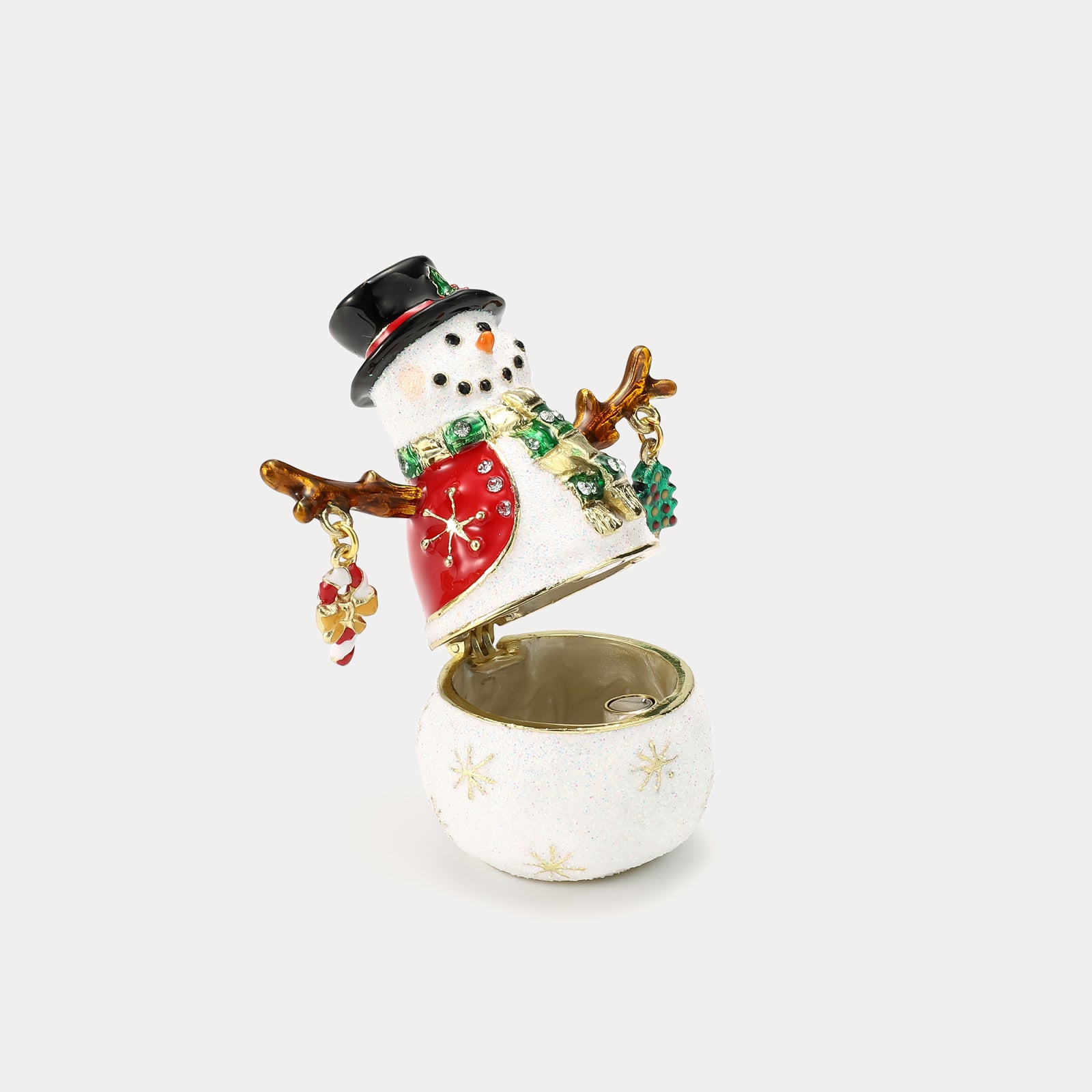 Enamel Christmas Snowman Jeweled Trinket Box