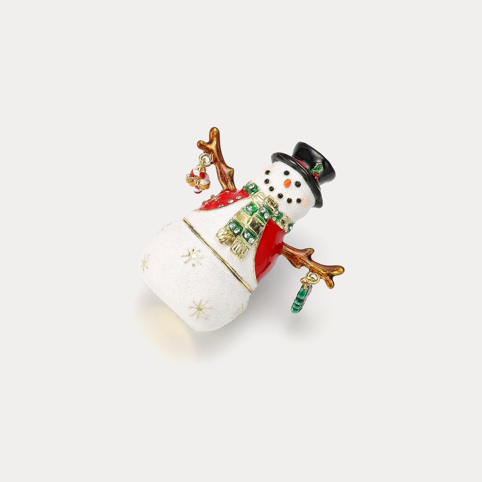 Alloy Christmas Snowman Jeweled Trinket Box