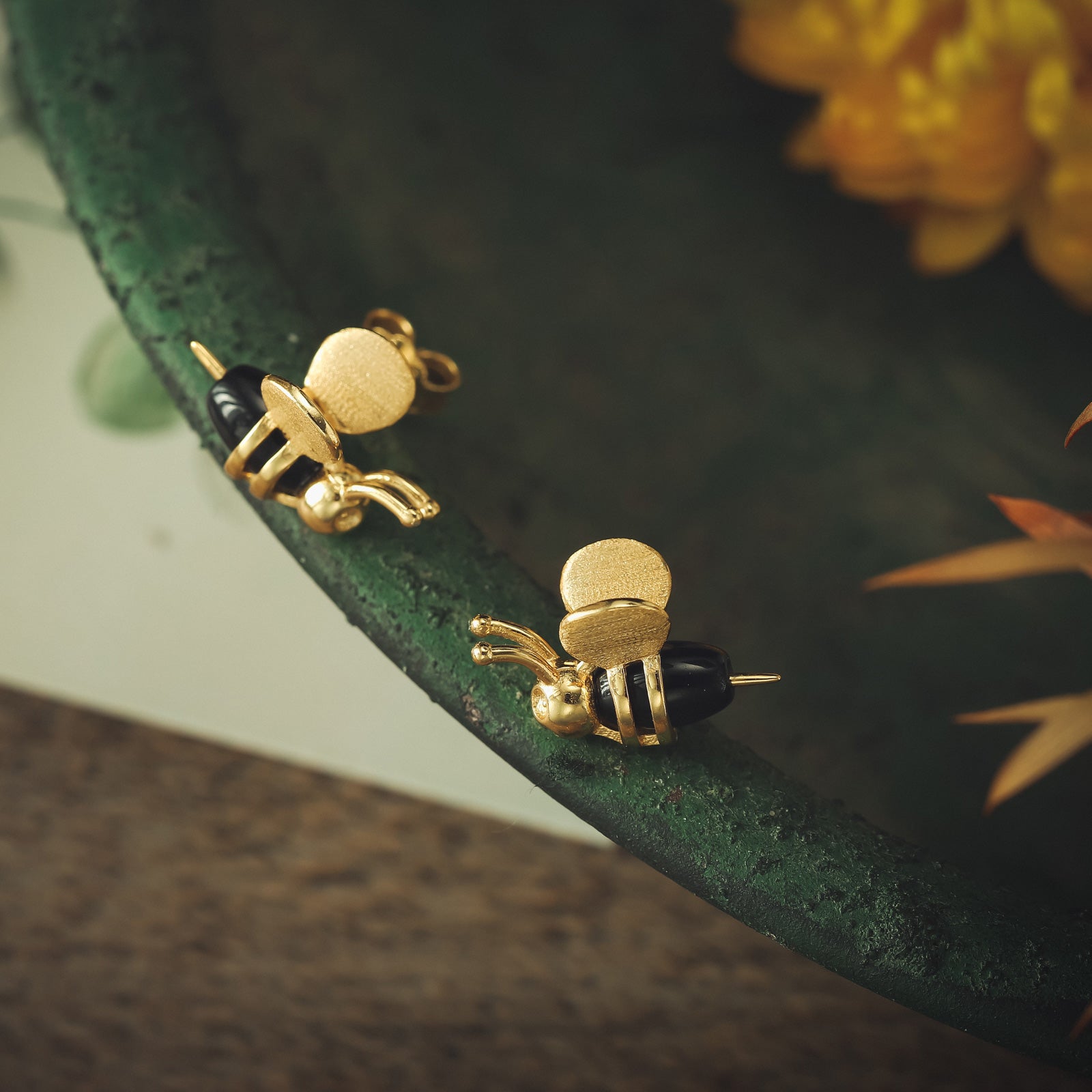 Honey Bee Gold Stud Earrings