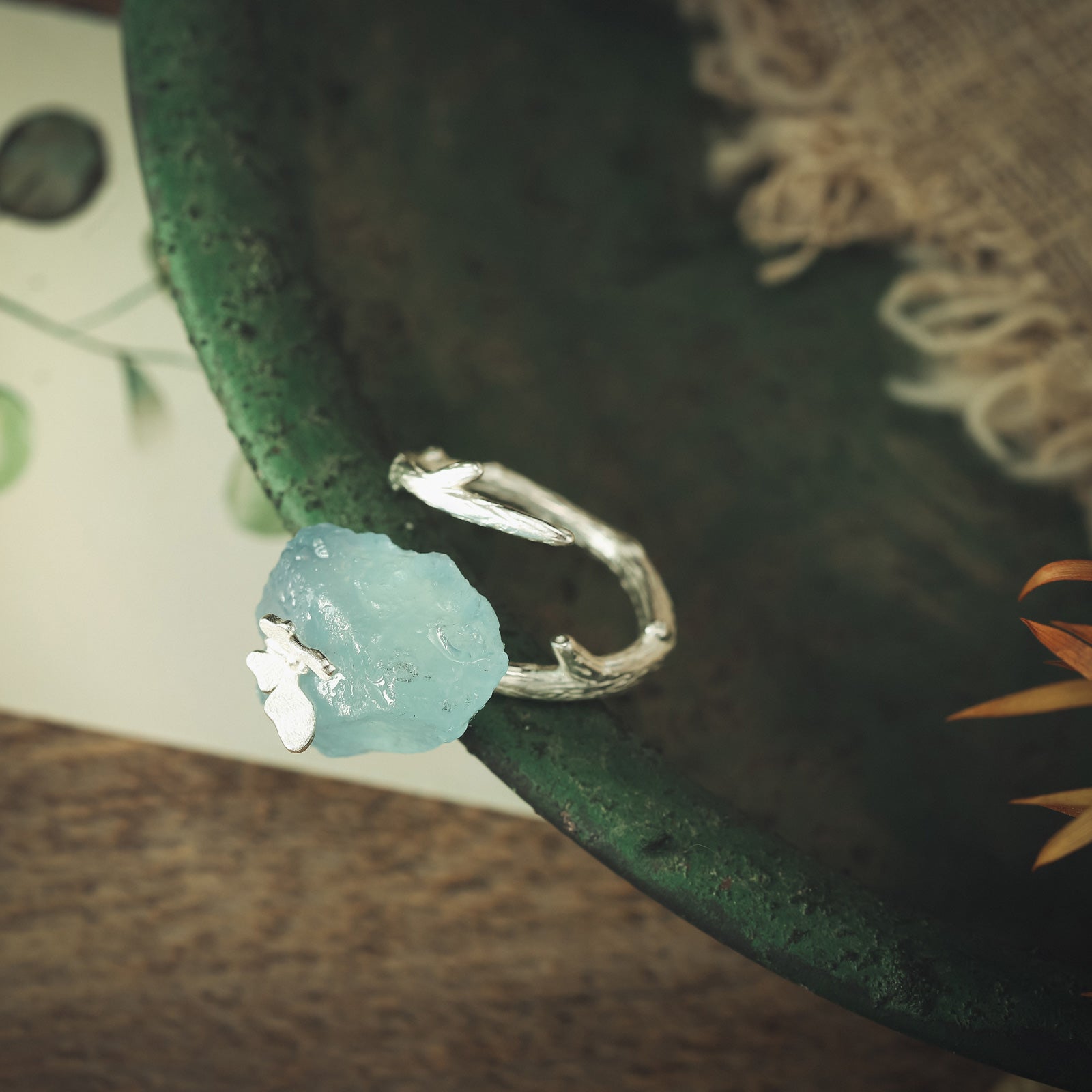 Aquamarine Butterfly Gemstone Ring