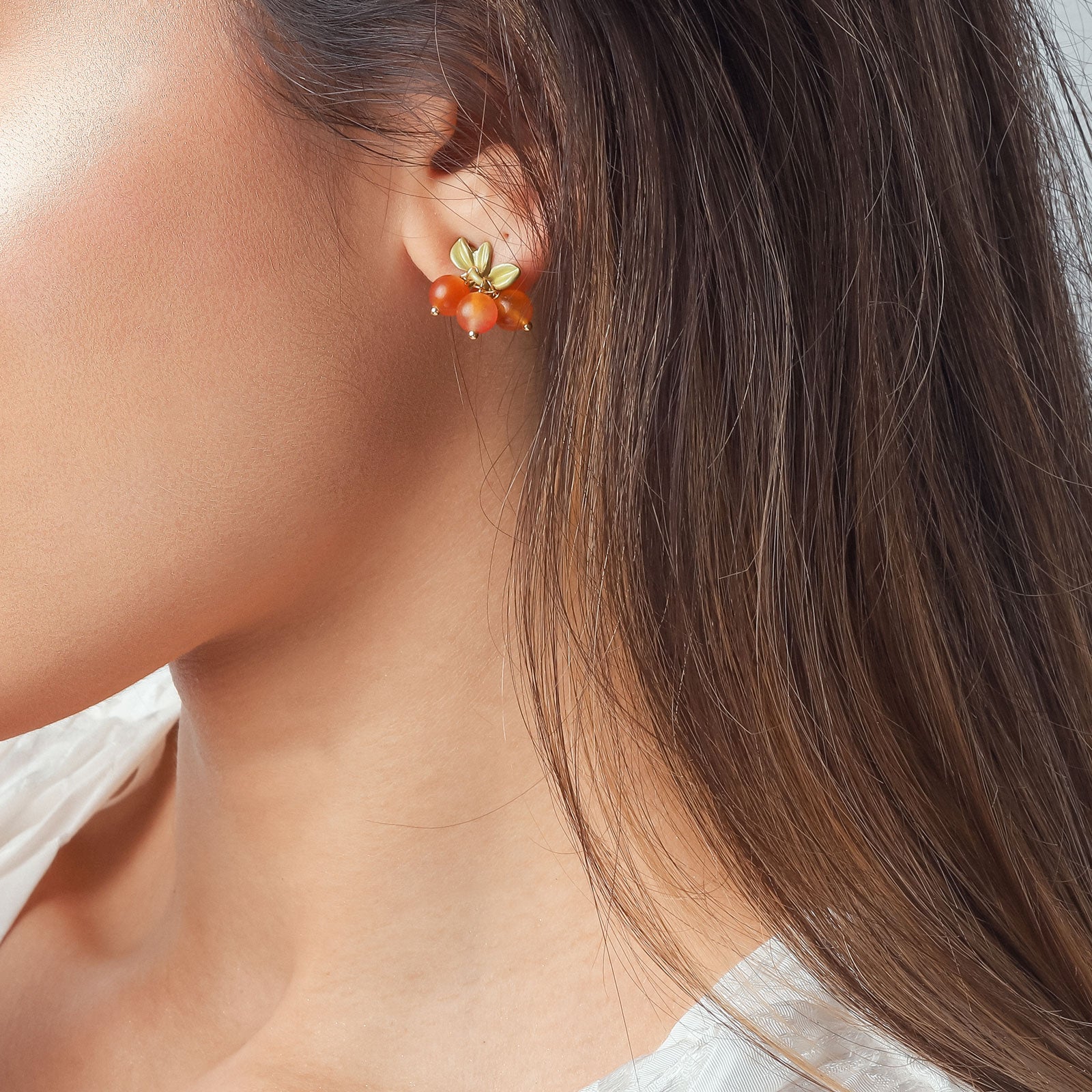 berry leaf stud earrings