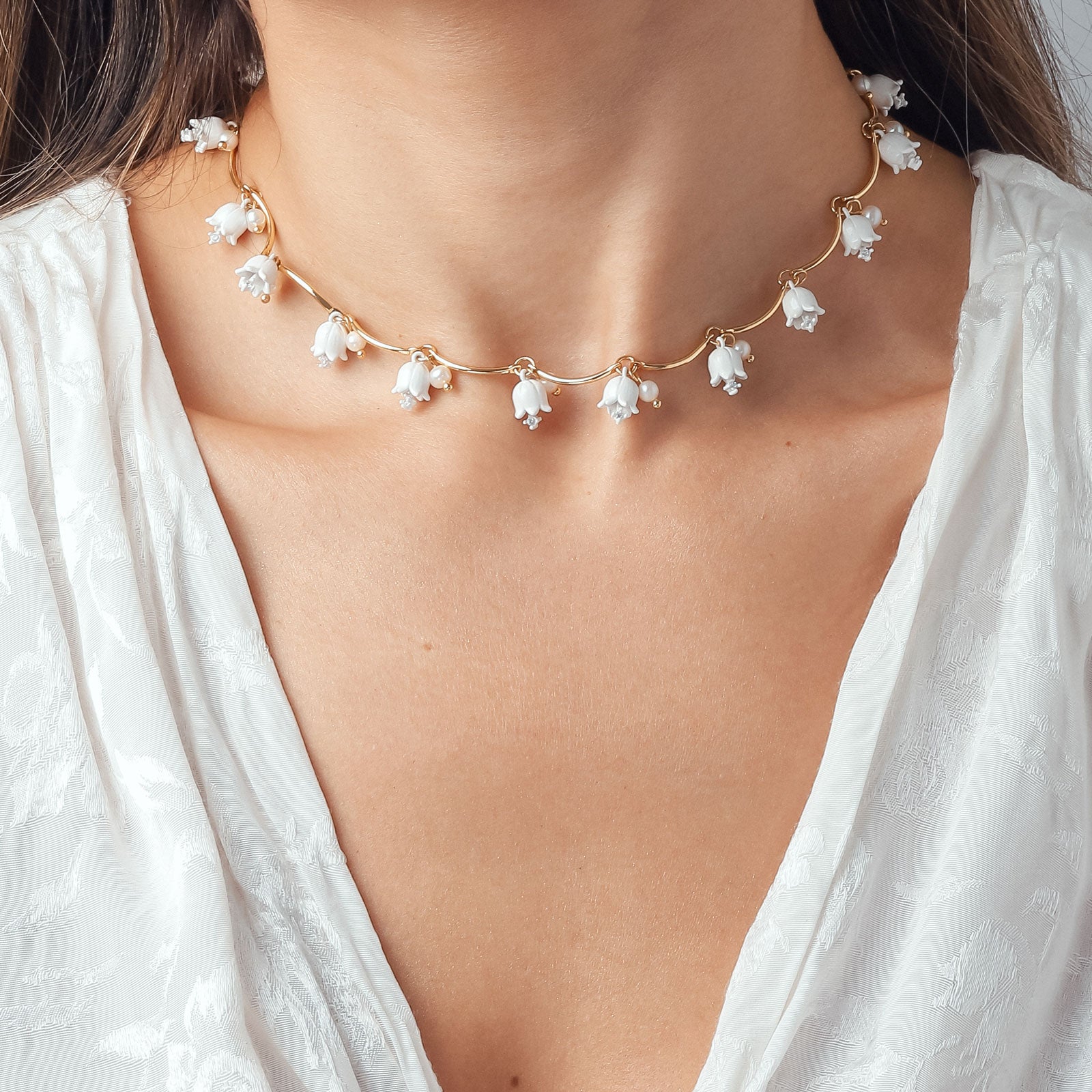 Lily Of The Valley Diamond Bracelet Necklace