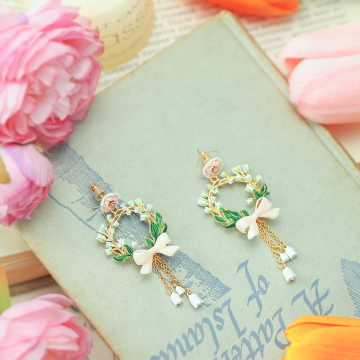 Lily Of The Valley Bow Tassel Earrings