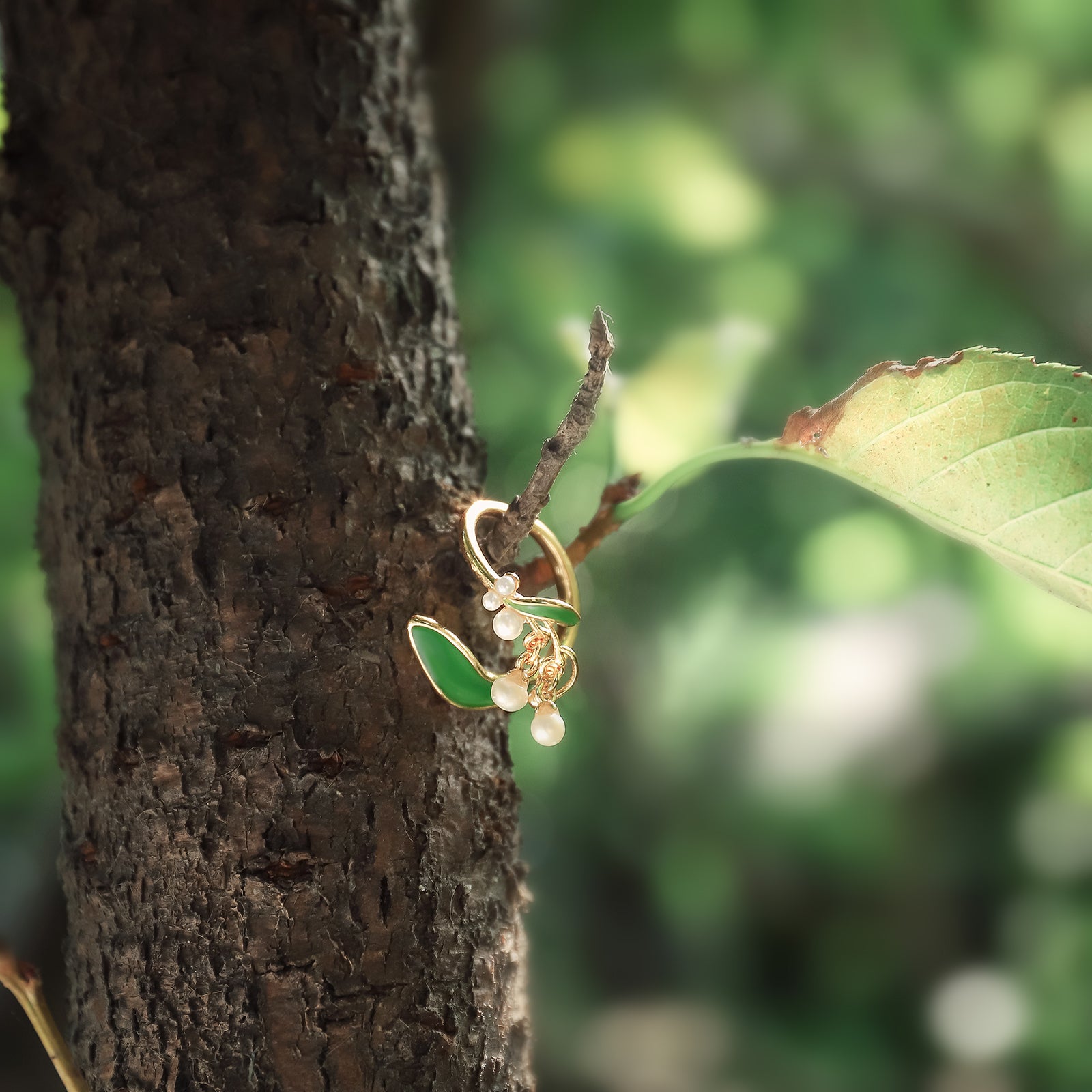 Lily Of The Valley Enamel Ring Gift Set with Gift Wrapping