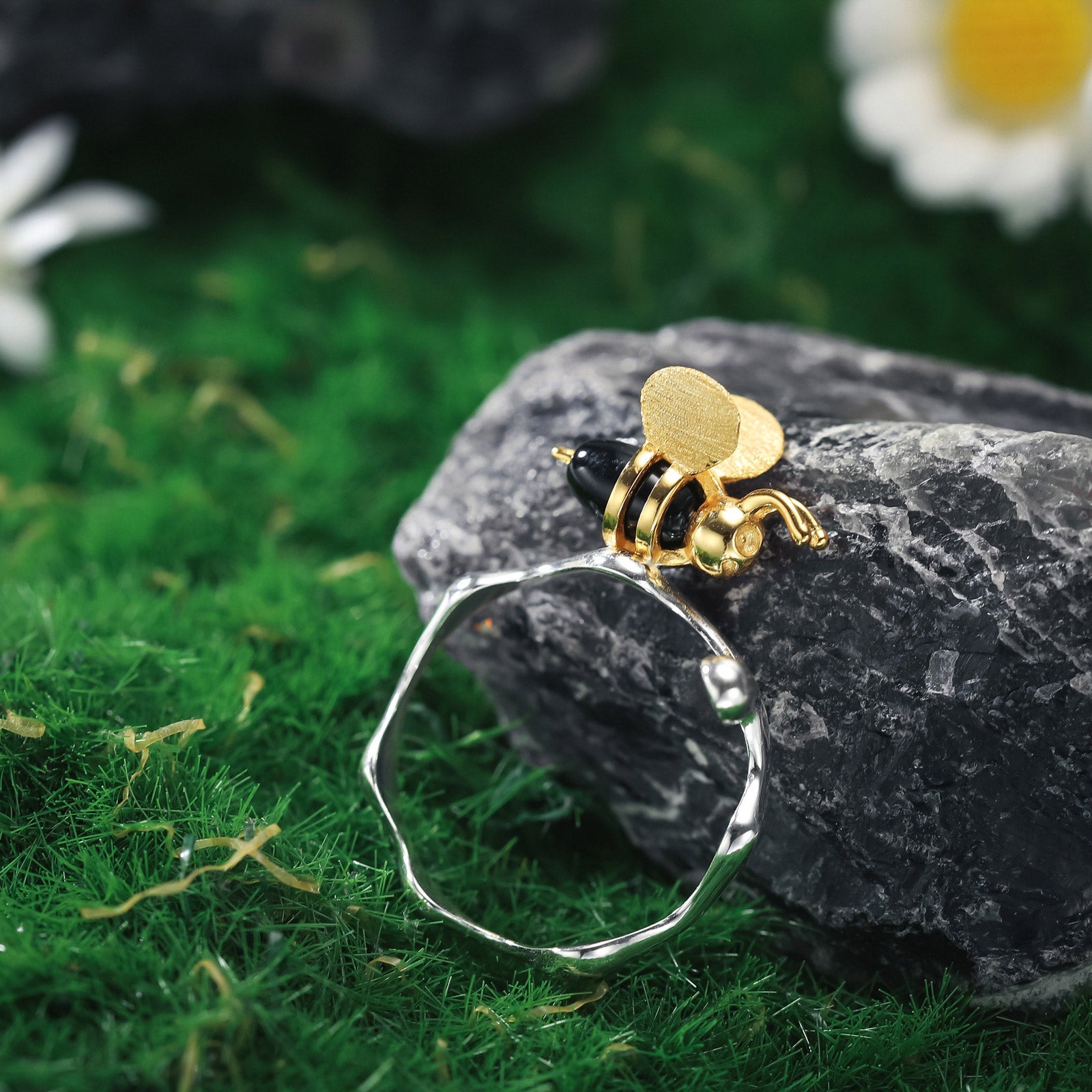 Bee & Dripping Honey 18k Gold Ring Jewelry Set