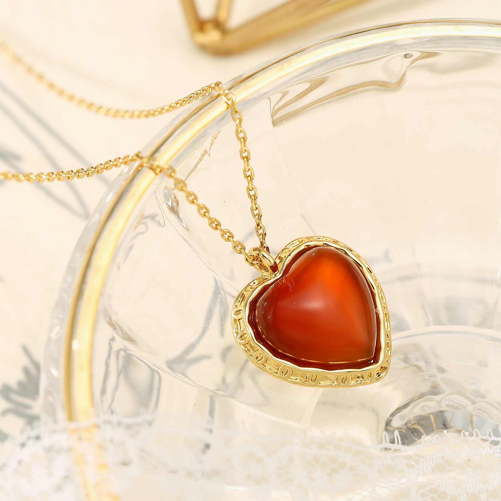 Ruby Heart Agate Necklace
