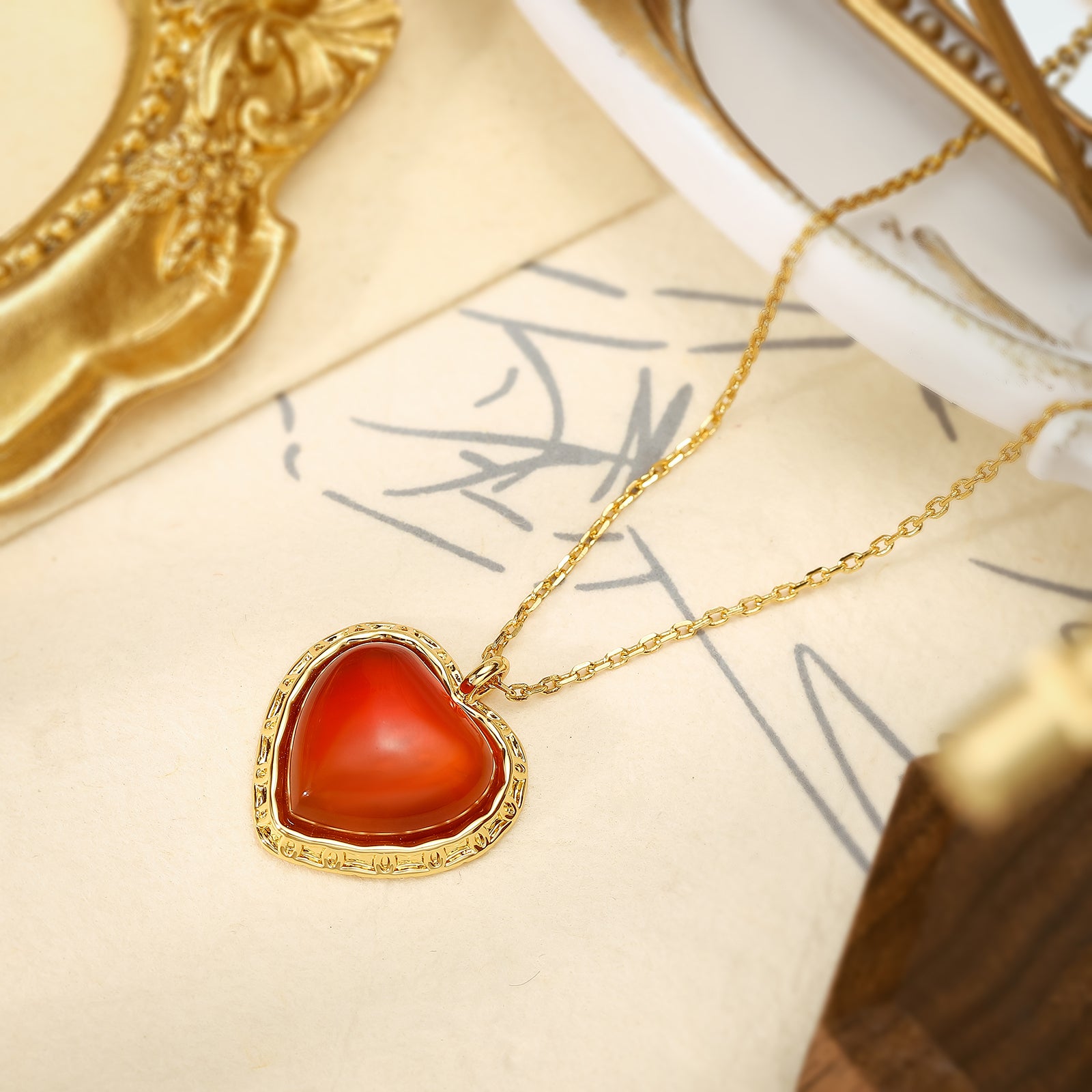 Ruby Gold Heart Necklace