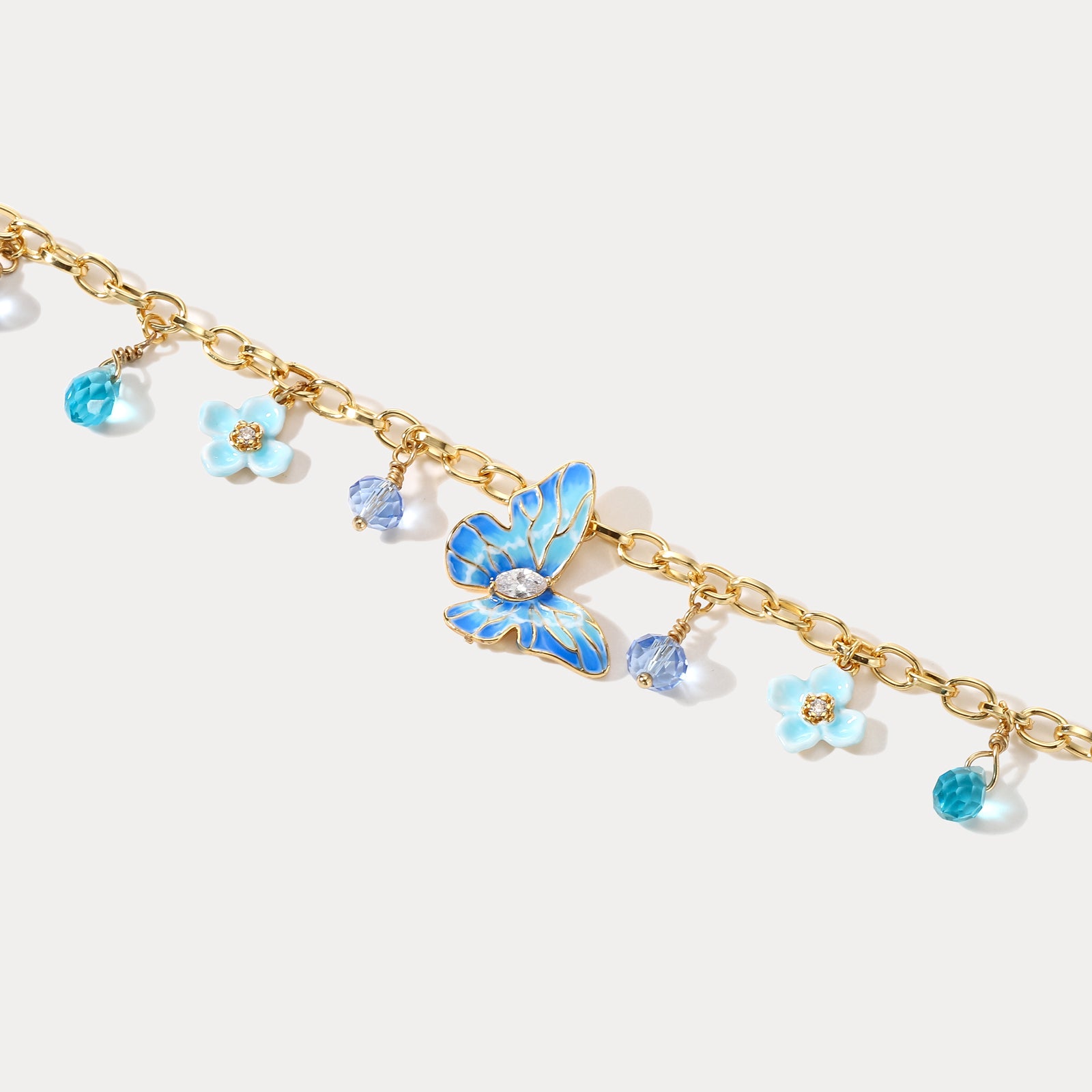Blue Morpho Butterfly Enamel Bracelet Autumn Jewelry