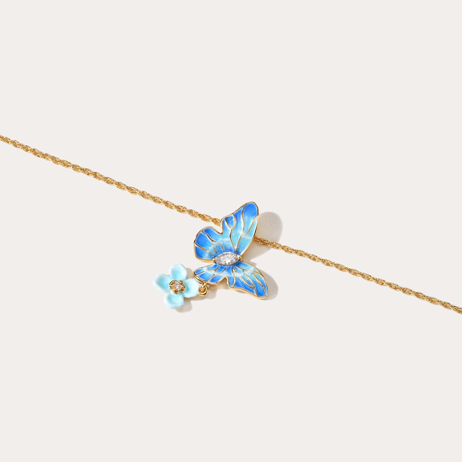 Blue Morpho Butterfly Pendant Necklace